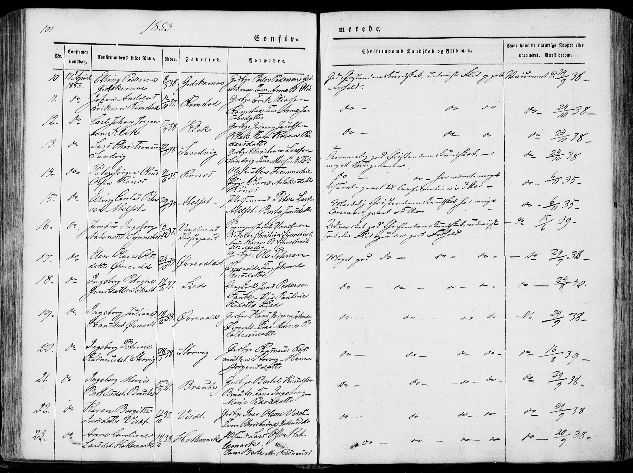 Ministerialprotokoller, klokkerbøker og fødselsregistre - Møre og Romsdal, AV/SAT-A-1454/522/L0313: Parish register (official) no. 522A08, 1852-1862, p. 101