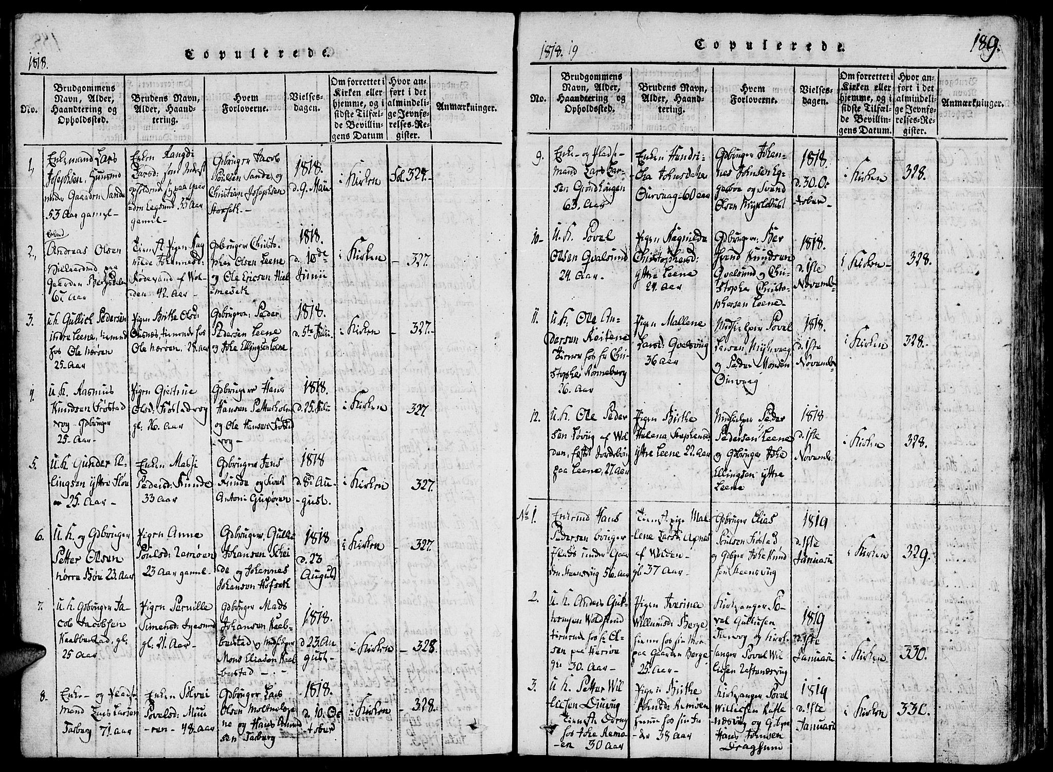 Ministerialprotokoller, klokkerbøker og fødselsregistre - Møre og Romsdal, AV/SAT-A-1454/507/L0069: Parish register (official) no. 507A04, 1816-1841, p. 189