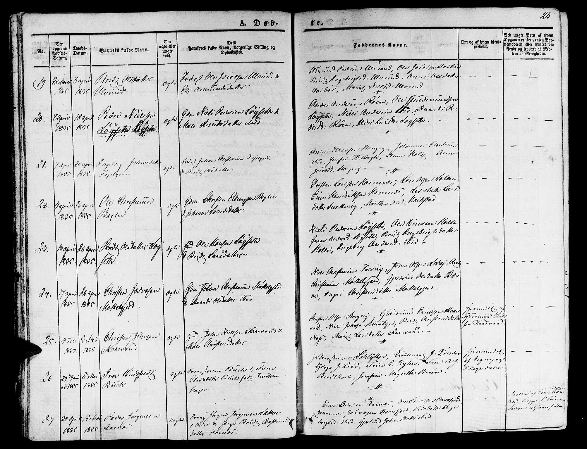 Ministerialprotokoller, klokkerbøker og fødselsregistre - Møre og Romsdal, AV/SAT-A-1454/592/L1024: Parish register (official) no. 592A03 /1, 1831-1849, p. 25