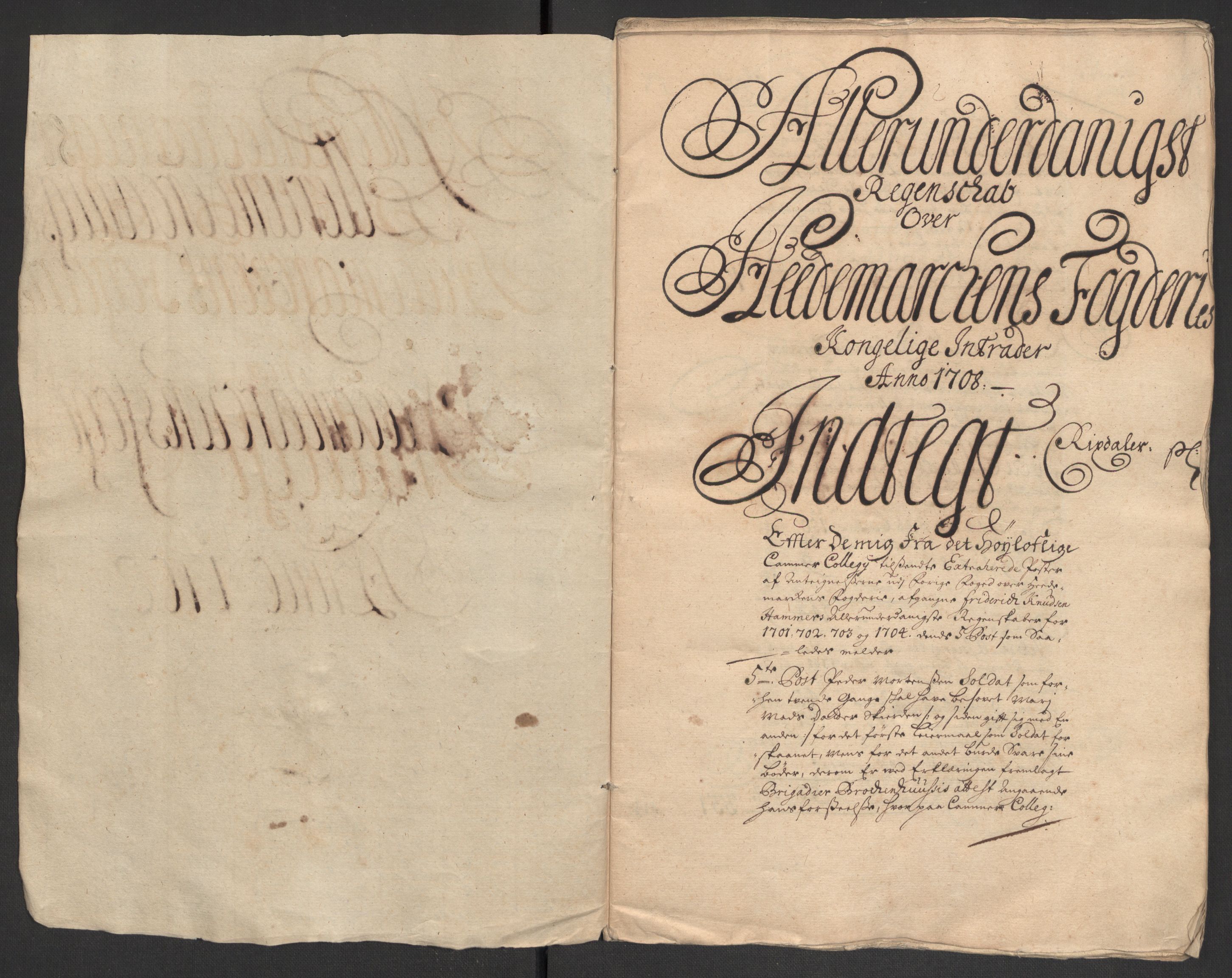 Rentekammeret inntil 1814, Reviderte regnskaper, Fogderegnskap, AV/RA-EA-4092/R16/L1044: Fogderegnskap Hedmark, 1708, p. 4