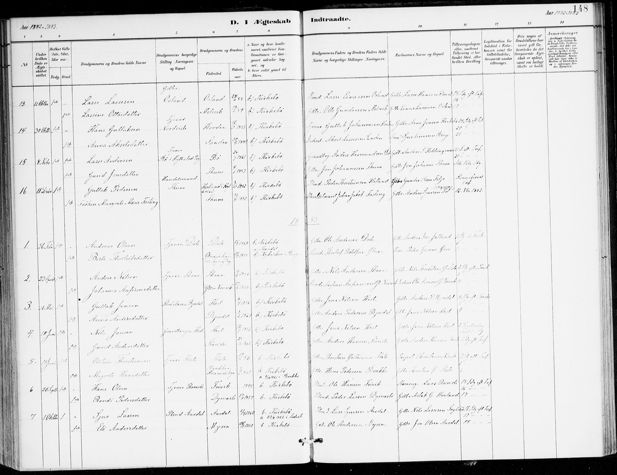 Lavik sokneprestembete, SAB/A-80901: Parish register (official) no. C 1, 1882-1904, p. 148