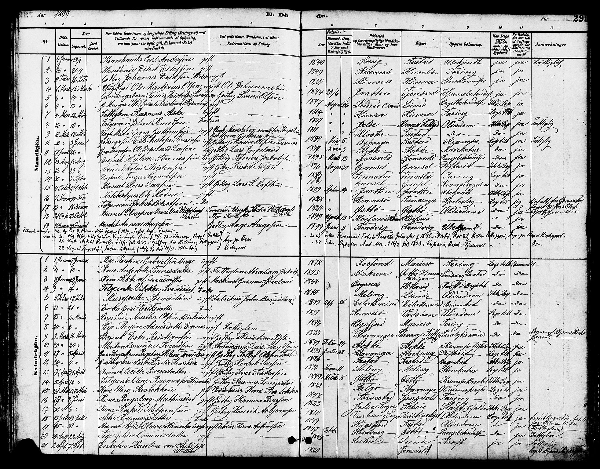 Hetland sokneprestkontor, SAST/A-101826/30/30BB/L0005: Parish register (copy) no. B 5, 1878-1910, p. 295