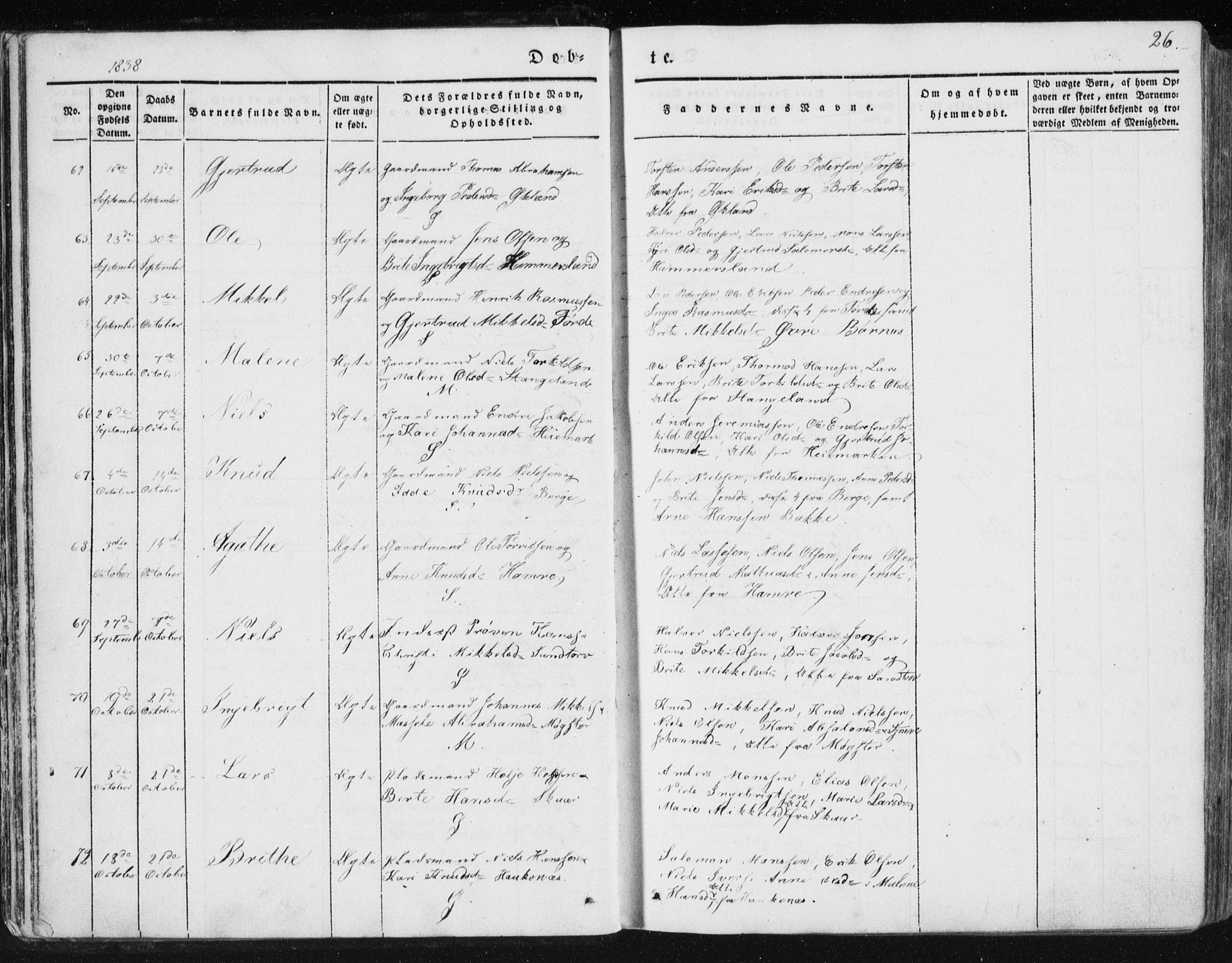 Sund sokneprestembete, AV/SAB-A-99930: Parish register (official) no. A 13, 1835-1849, p. 26