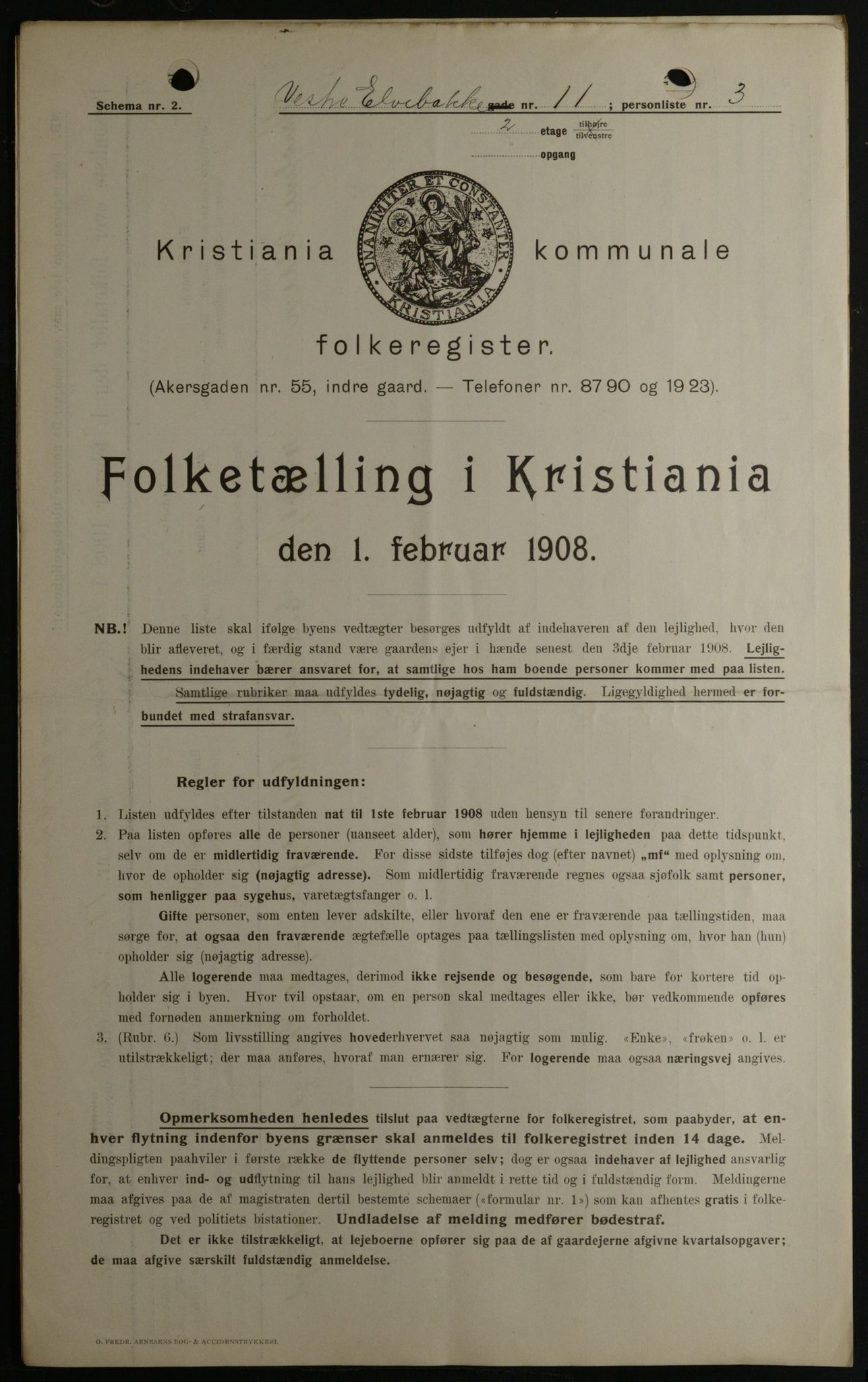 OBA, Municipal Census 1908 for Kristiania, 1908, p. 109991