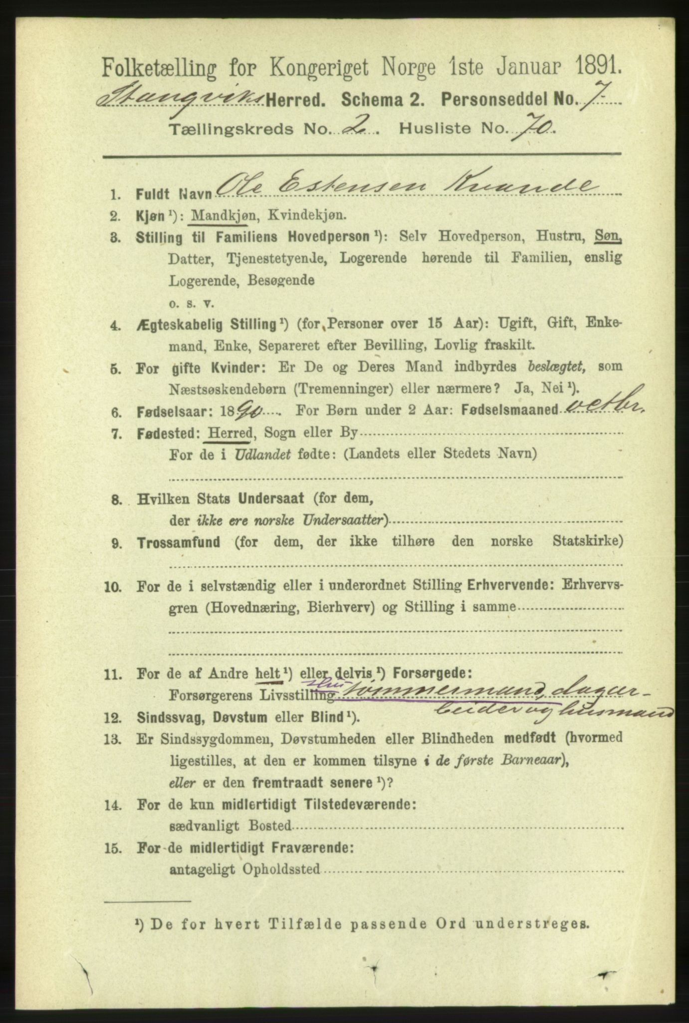 RA, 1891 census for 1564 Stangvik, 1891, p. 1156