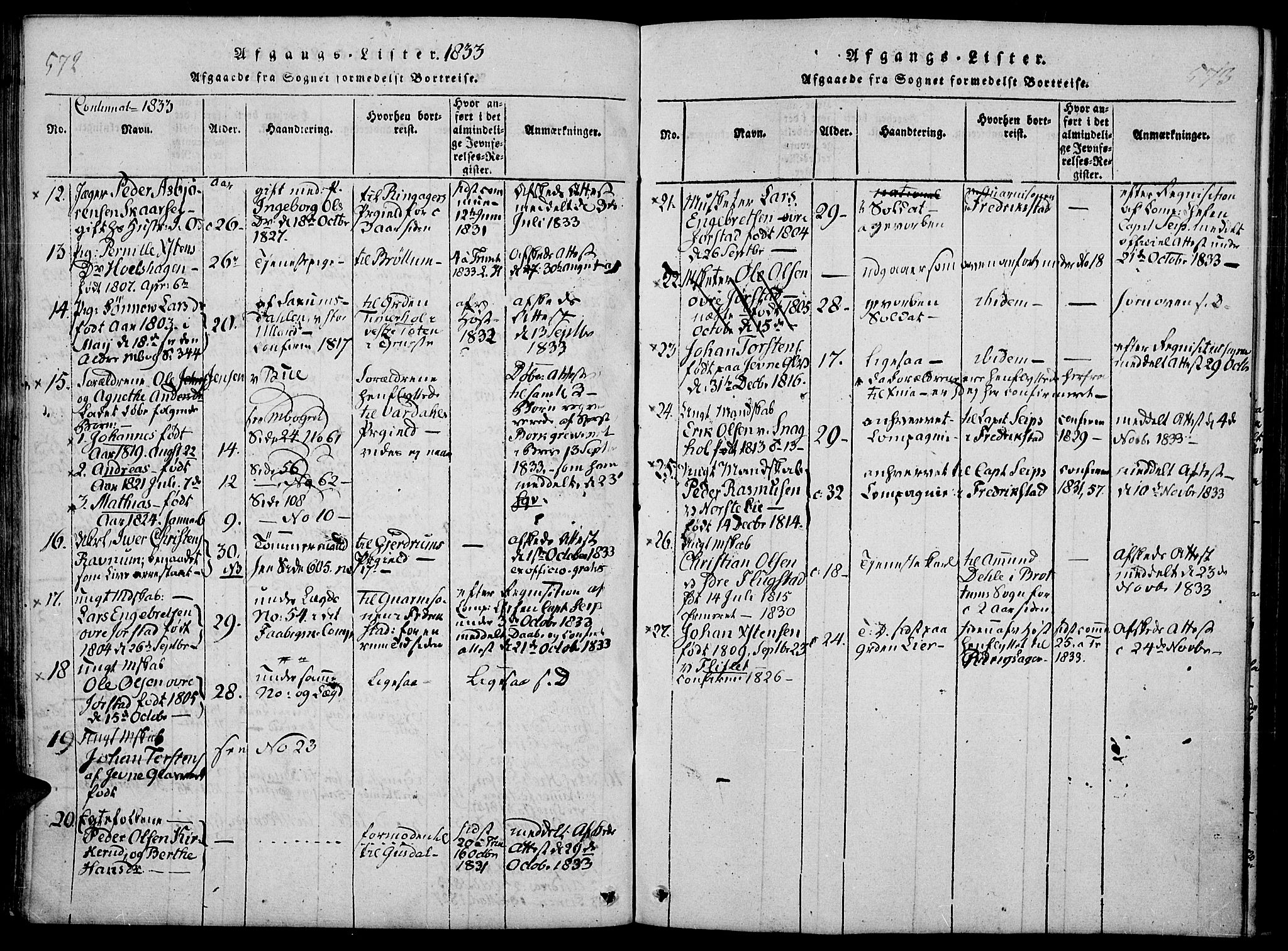 Fåberg prestekontor, AV/SAH-PREST-086/H/Ha/Haa/L0003: Parish register (official) no. 3, 1818-1833, p. 572-573