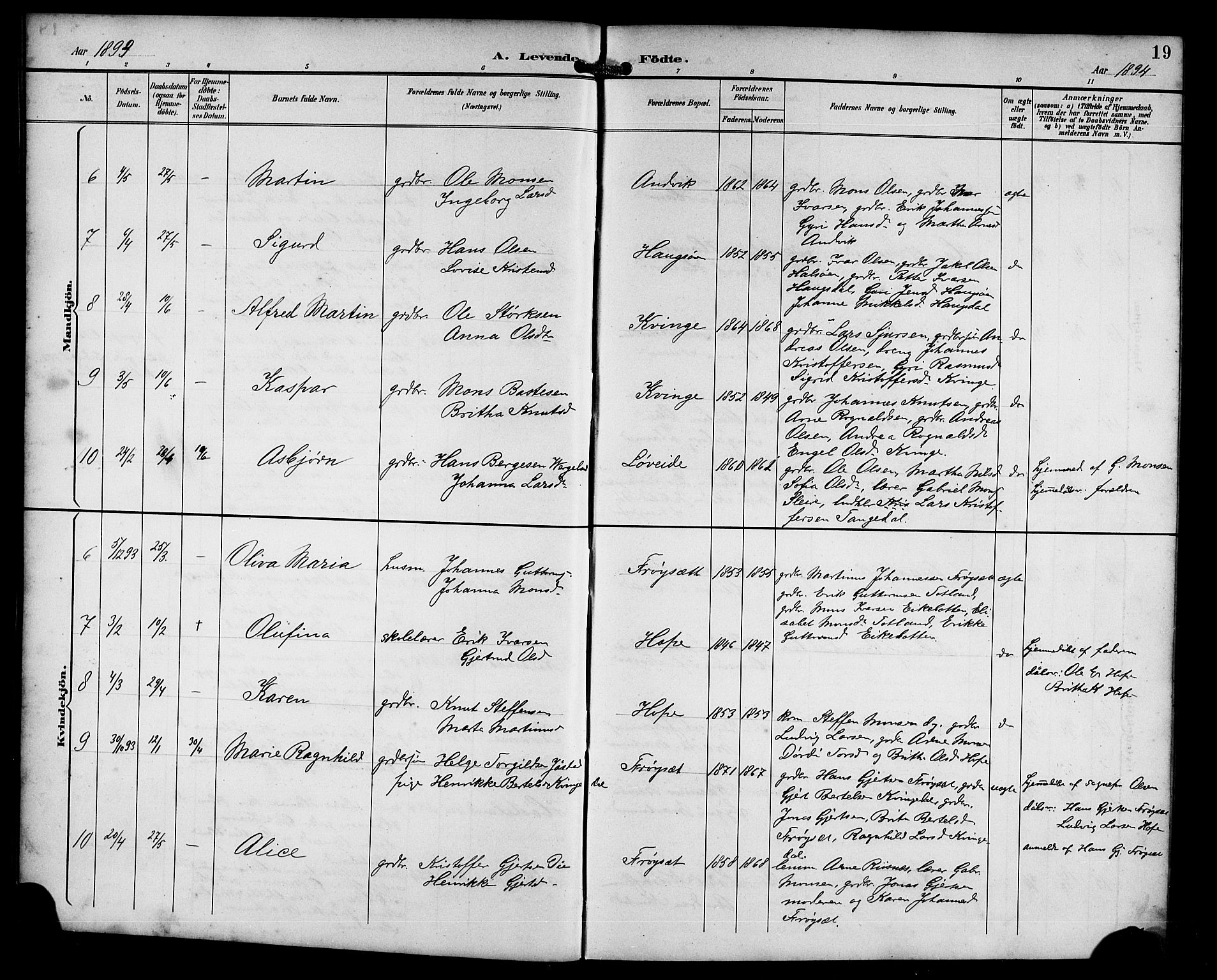 Masfjorden Sokneprestembete, AV/SAB-A-77001: Parish register (copy) no. B 1, 1892-1913, p. 19