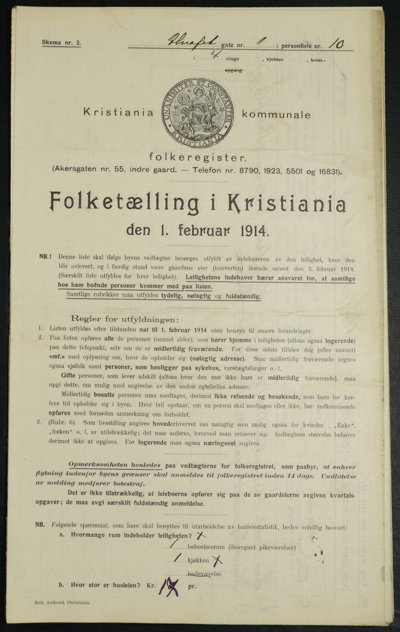 OBA, Municipal Census 1914 for Kristiania, 1914, p. 1023