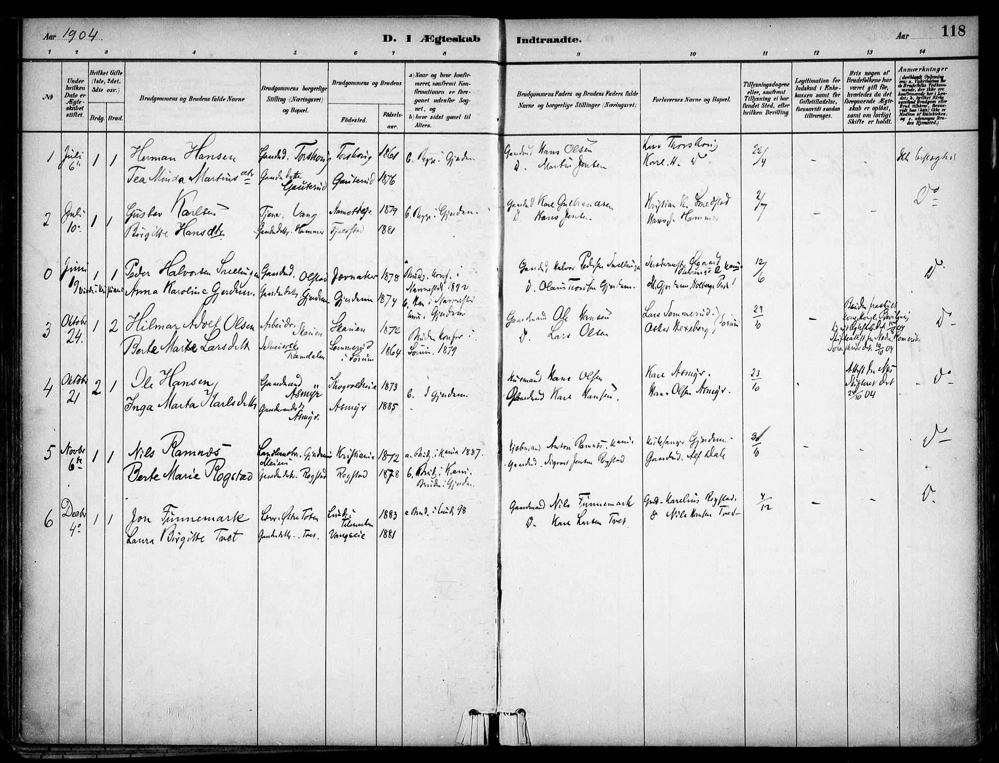 Gjerdrum prestekontor Kirkebøker, AV/SAO-A-10412b/F/Fa/L0009: Parish register (official) no. I 9, 1881-1916, p. 118