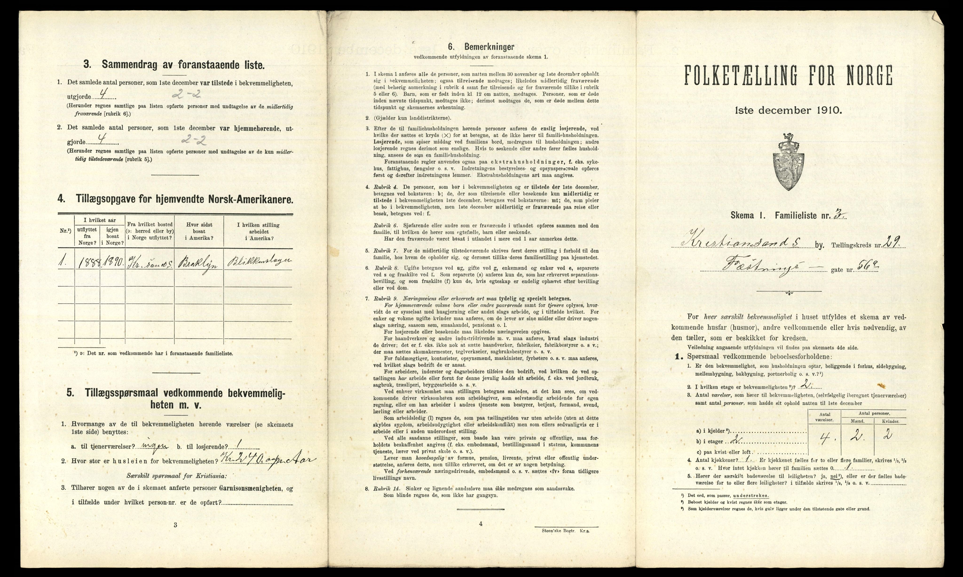 RA, 1910 census for Kristiansand, 1910, p. 7910