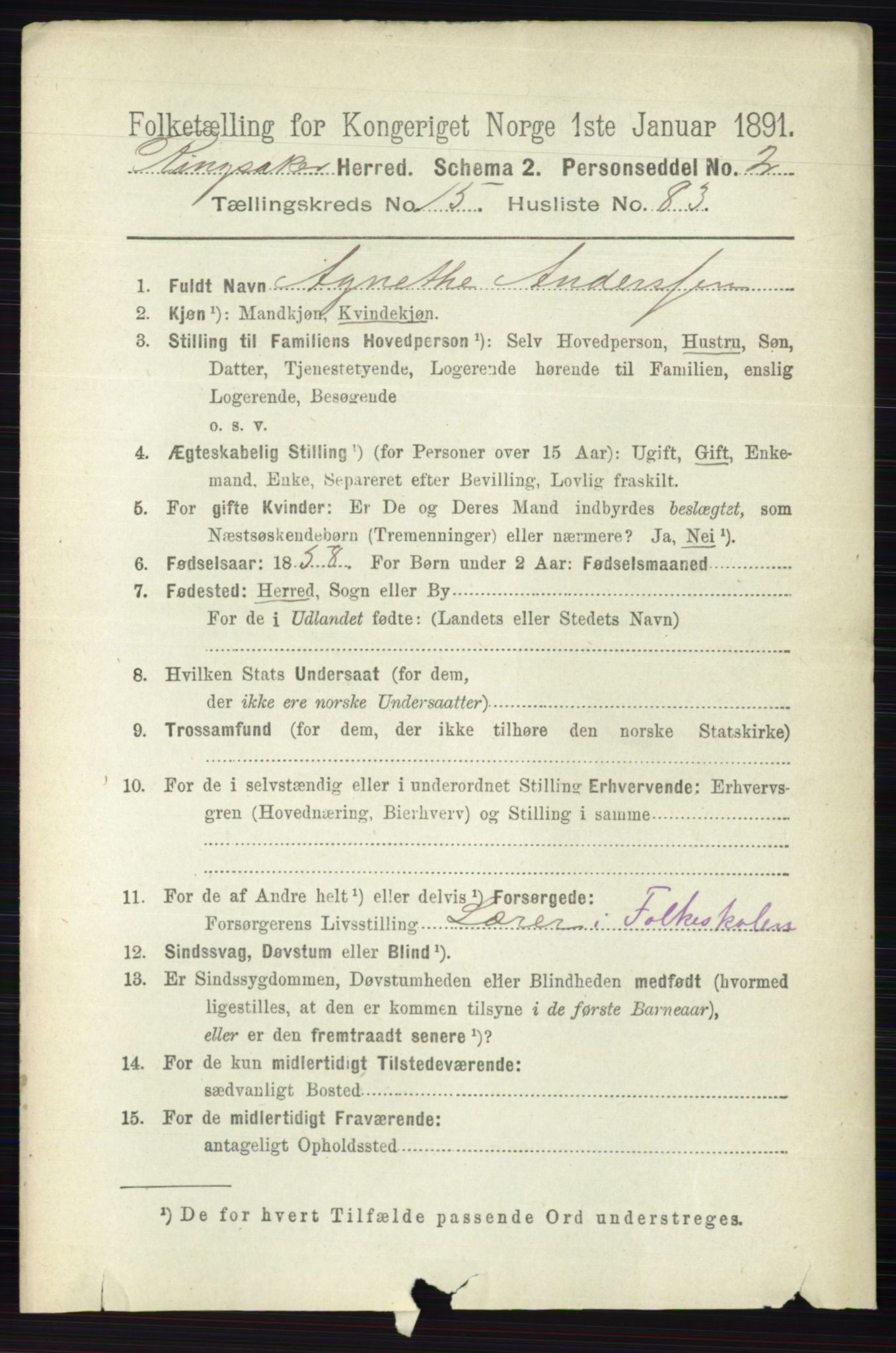 RA, 1891 census for 0412 Ringsaker, 1891, p. 8981