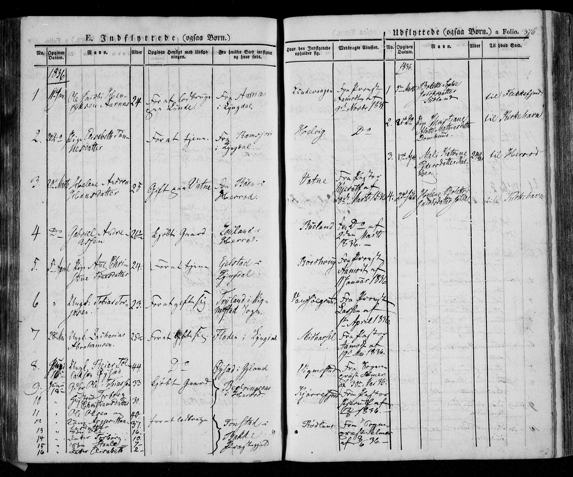 Lista sokneprestkontor, SAK/1111-0027/F/Fa/L0009: Parish register (official) no. A 9, 1835-1846, p. 376