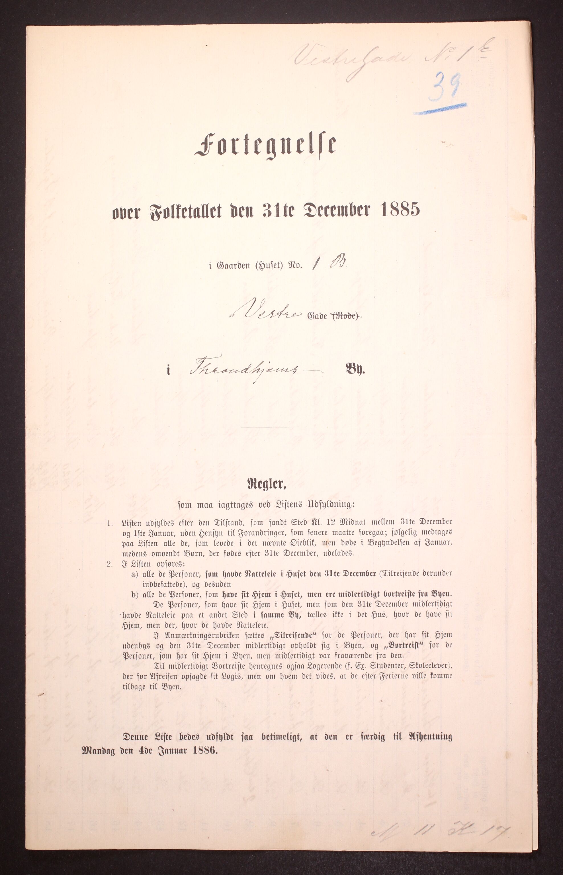 SAT, 1885 census for 1601 Trondheim, 1885, p. 73