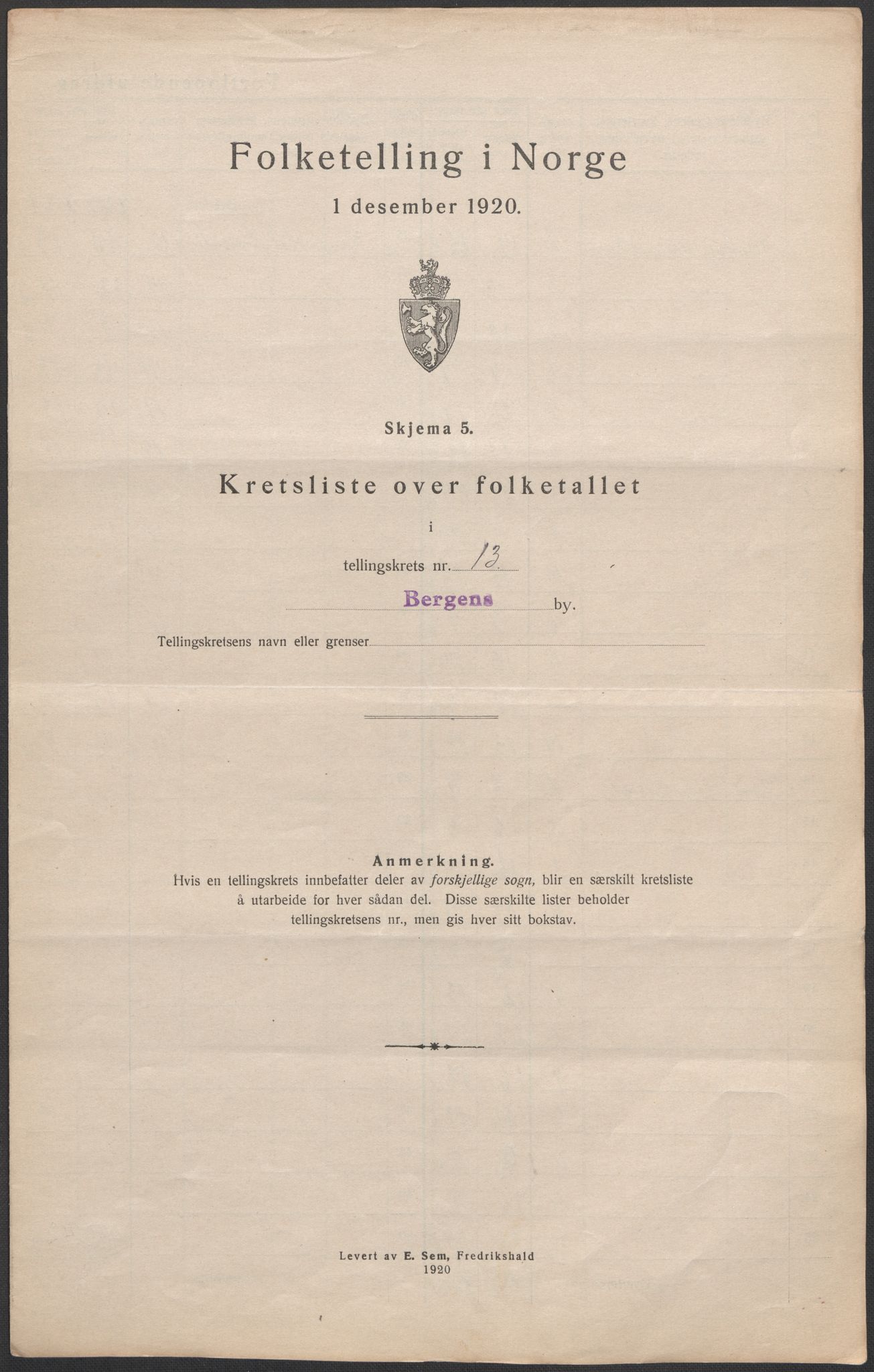 SAB, 1920 census for Bergen, 1920, p. 49