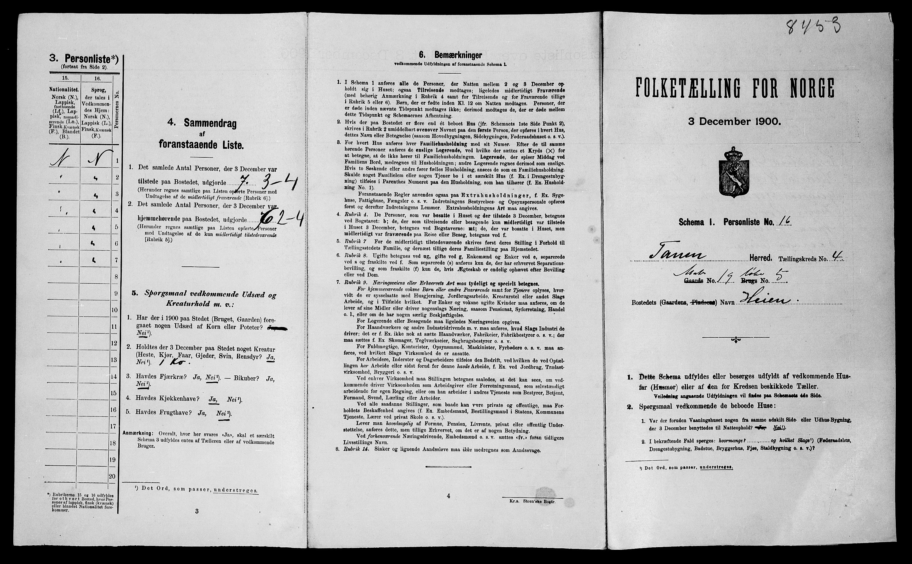 SATØ, 1900 census for Tana, 1900, p. 564