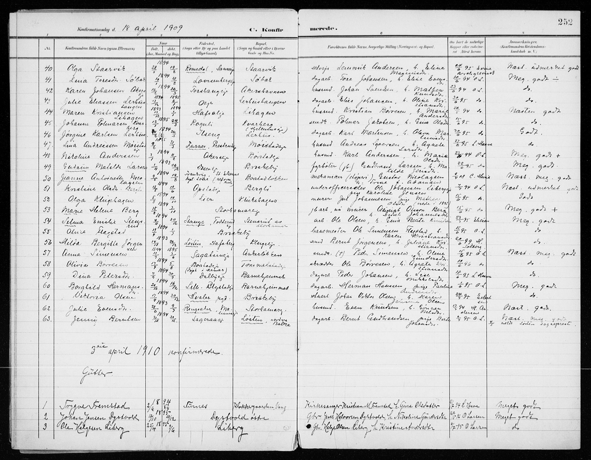 Vang prestekontor, Hedmark, SAH/PREST-008/H/Ha/Haa/L0021: Parish register (official) no. 21, 1902-1917, p. 252