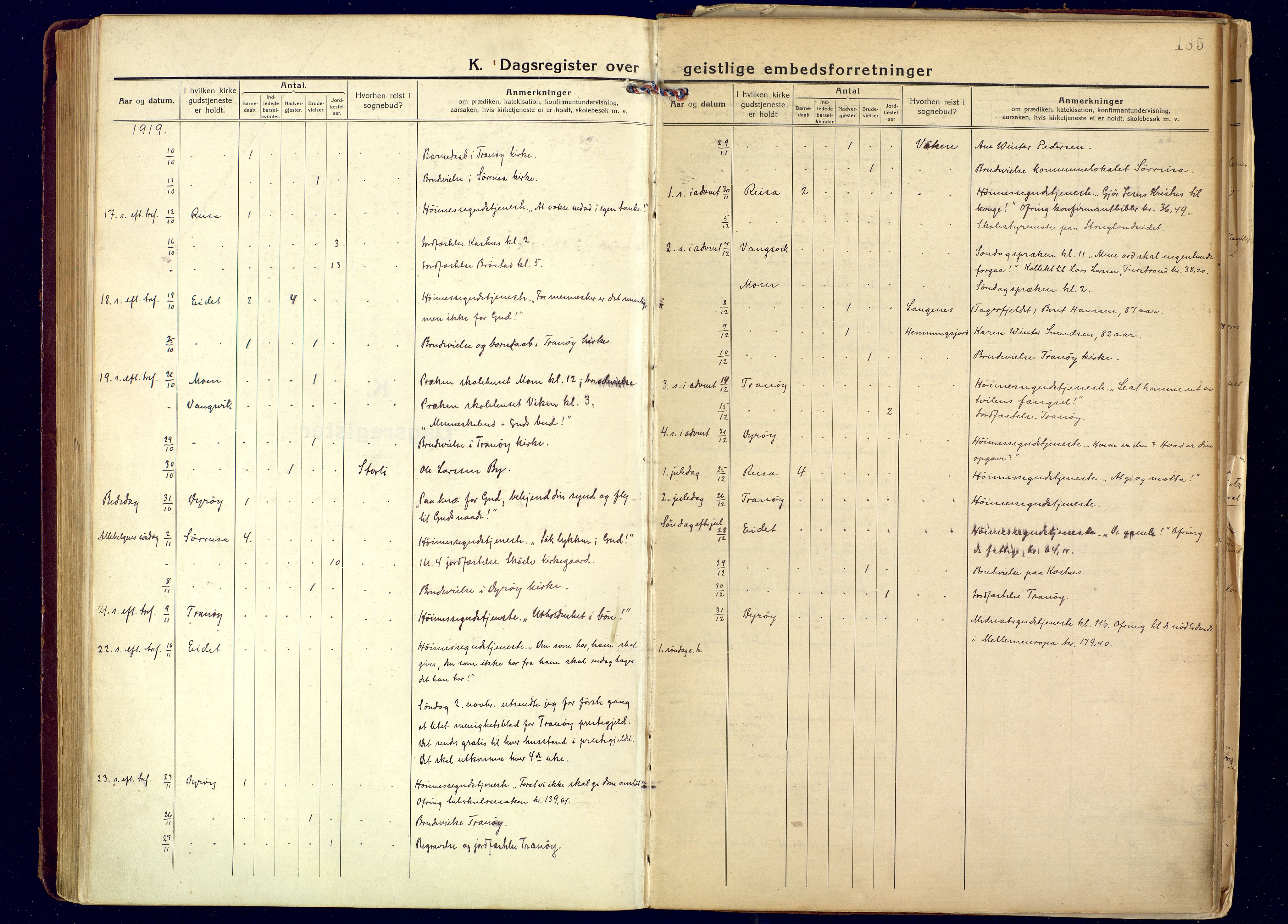 Tranøy sokneprestkontor, SATØ/S-1313/I/Ia/Iaa/L0016kirke: Parish register (official) no. 16, 1919-1932, p. 185