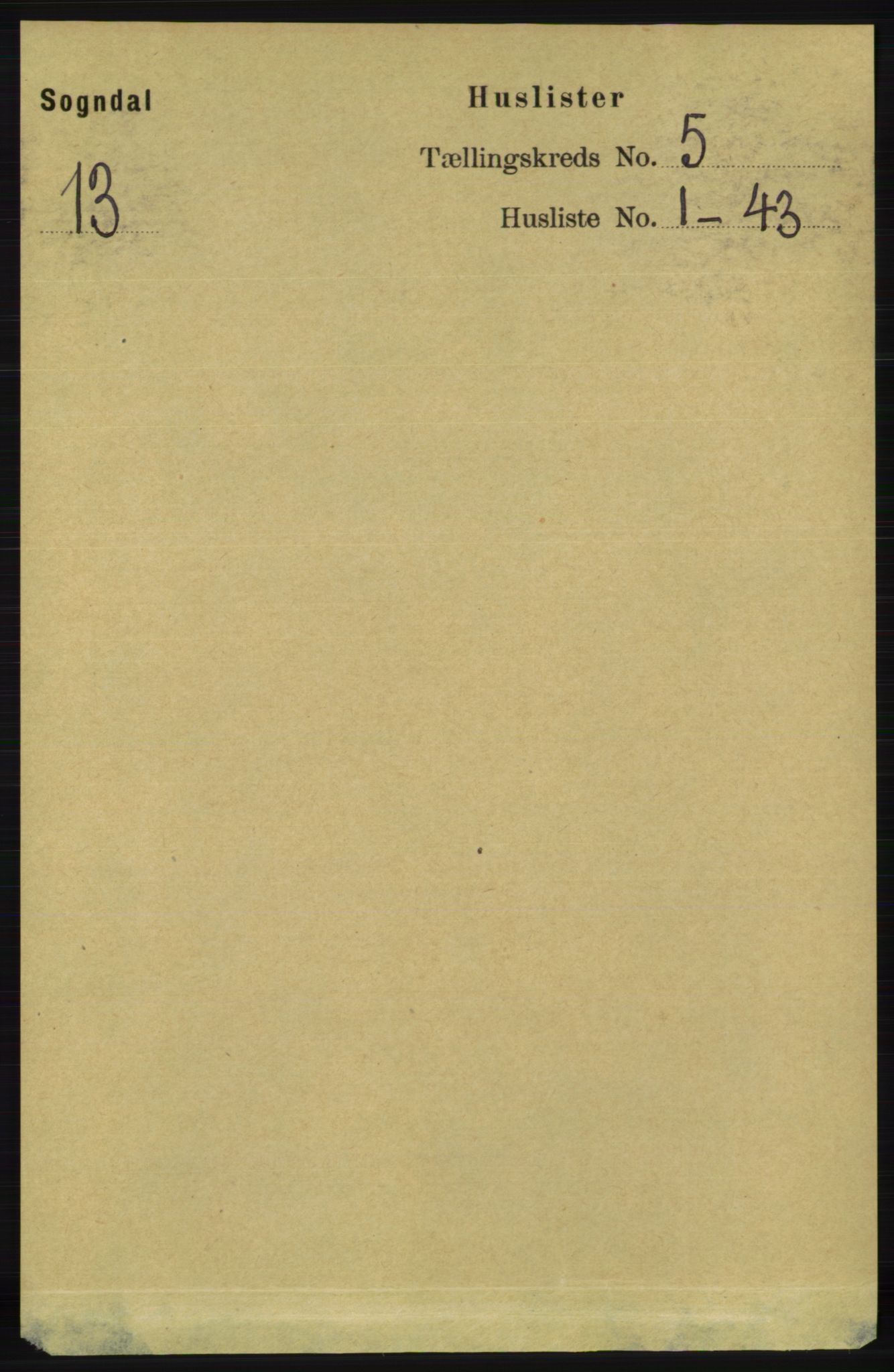 RA, 1891 census for 1111 Sokndal, 1891, p. 1275