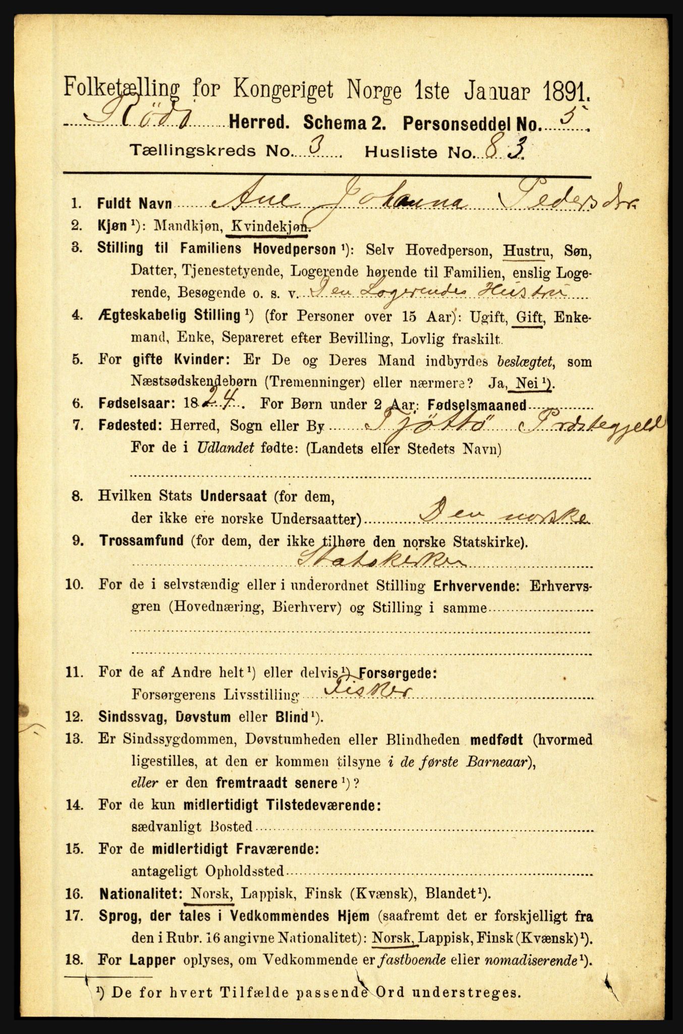 RA, 1891 census for 1836 Rødøy, 1891, p. 1479