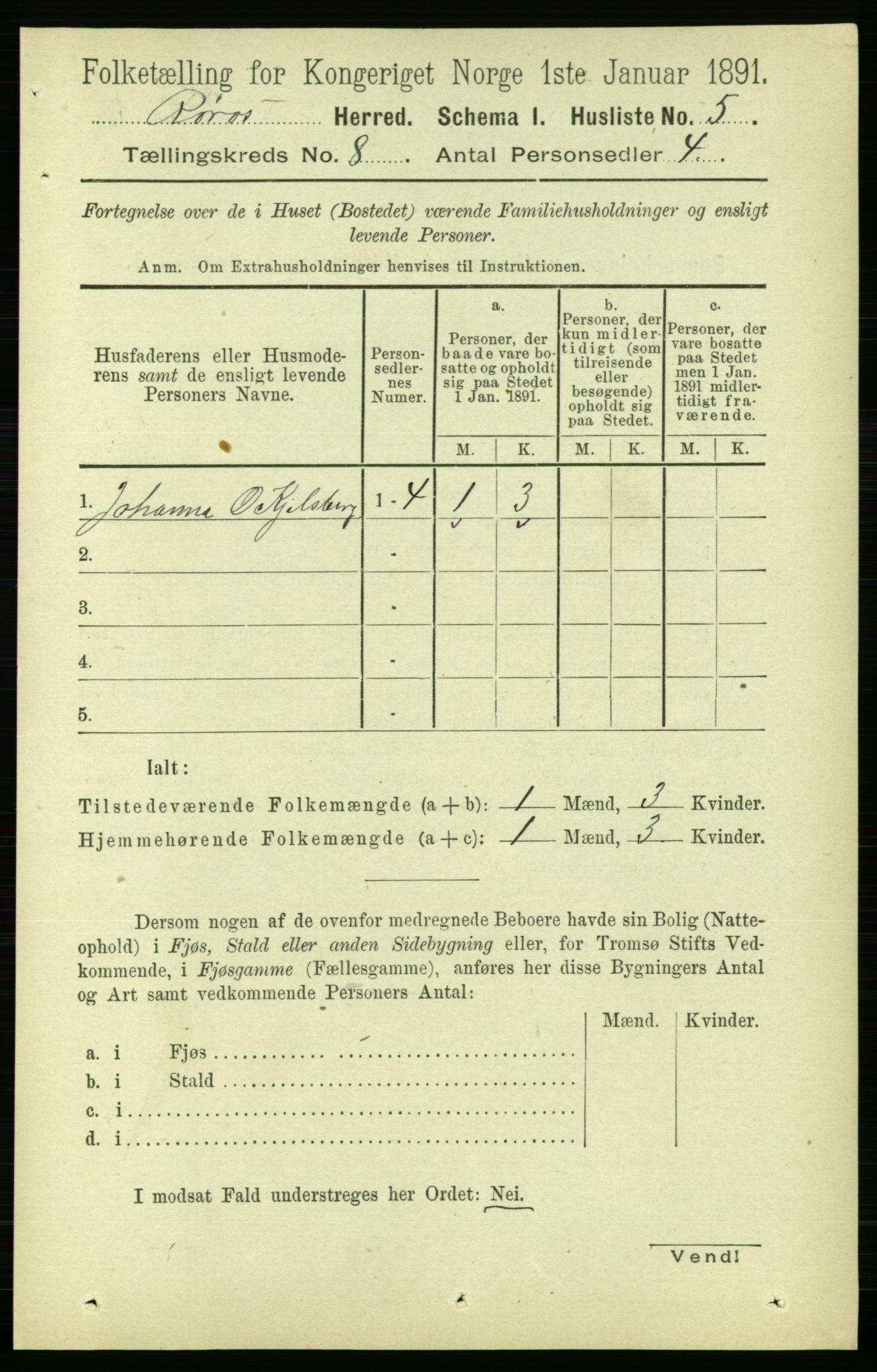 RA, 1891 census for 1640 Røros, 1891, p. 1582