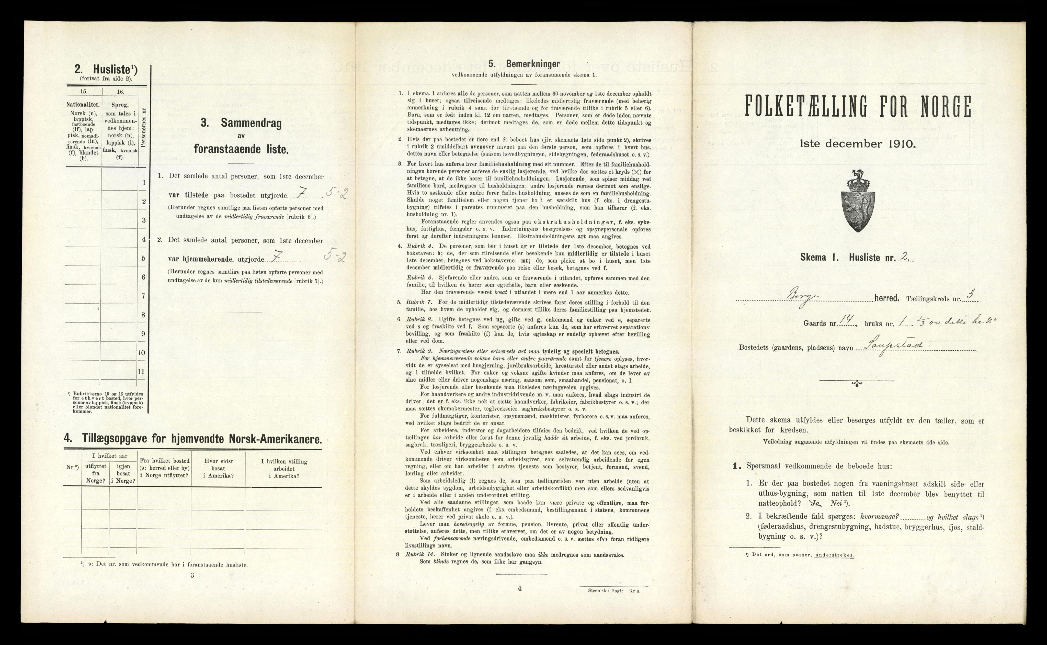 RA, 1910 census for Borge, 1910, p. 267