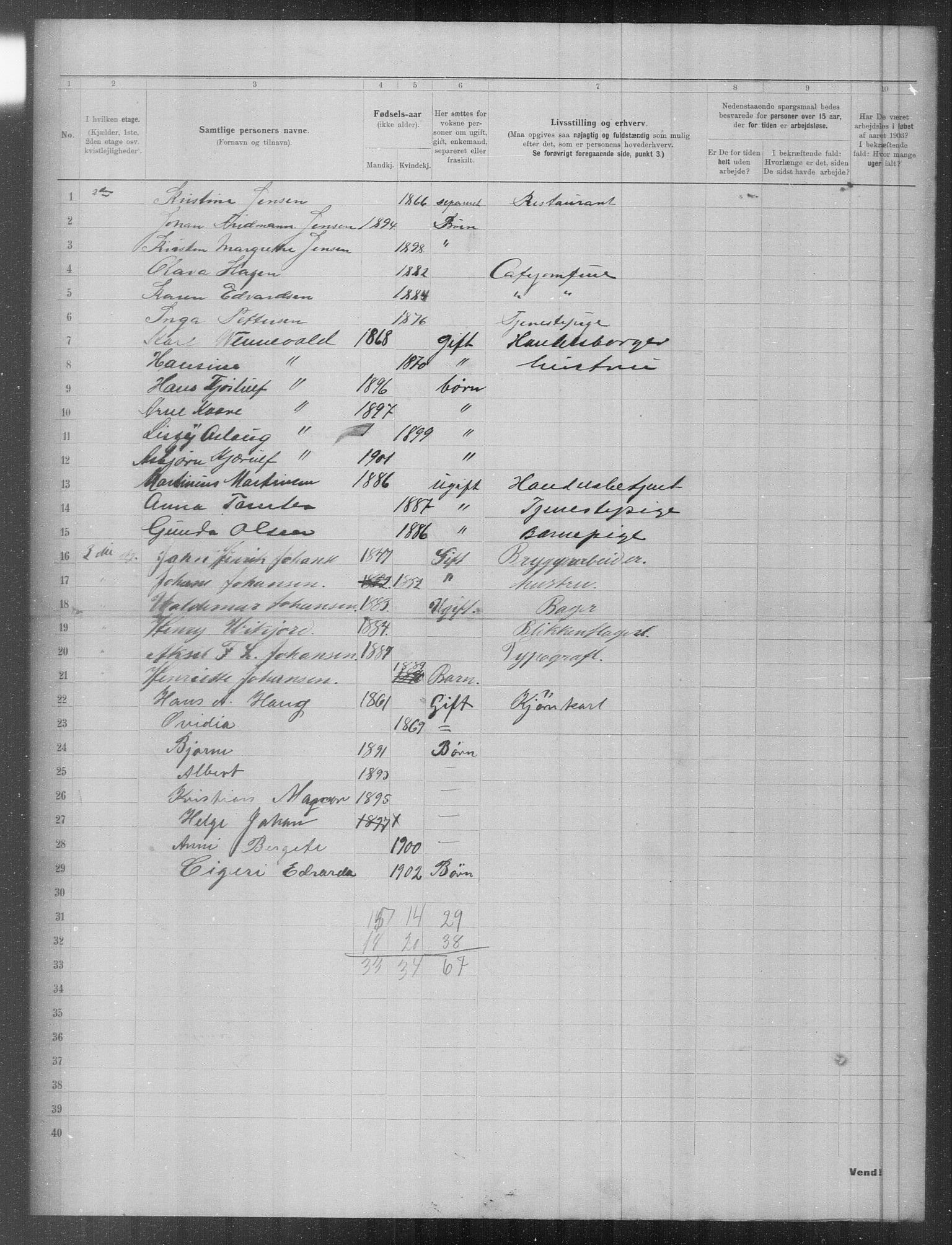 OBA, Municipal Census 1903 for Kristiania, 1903, p. 6439