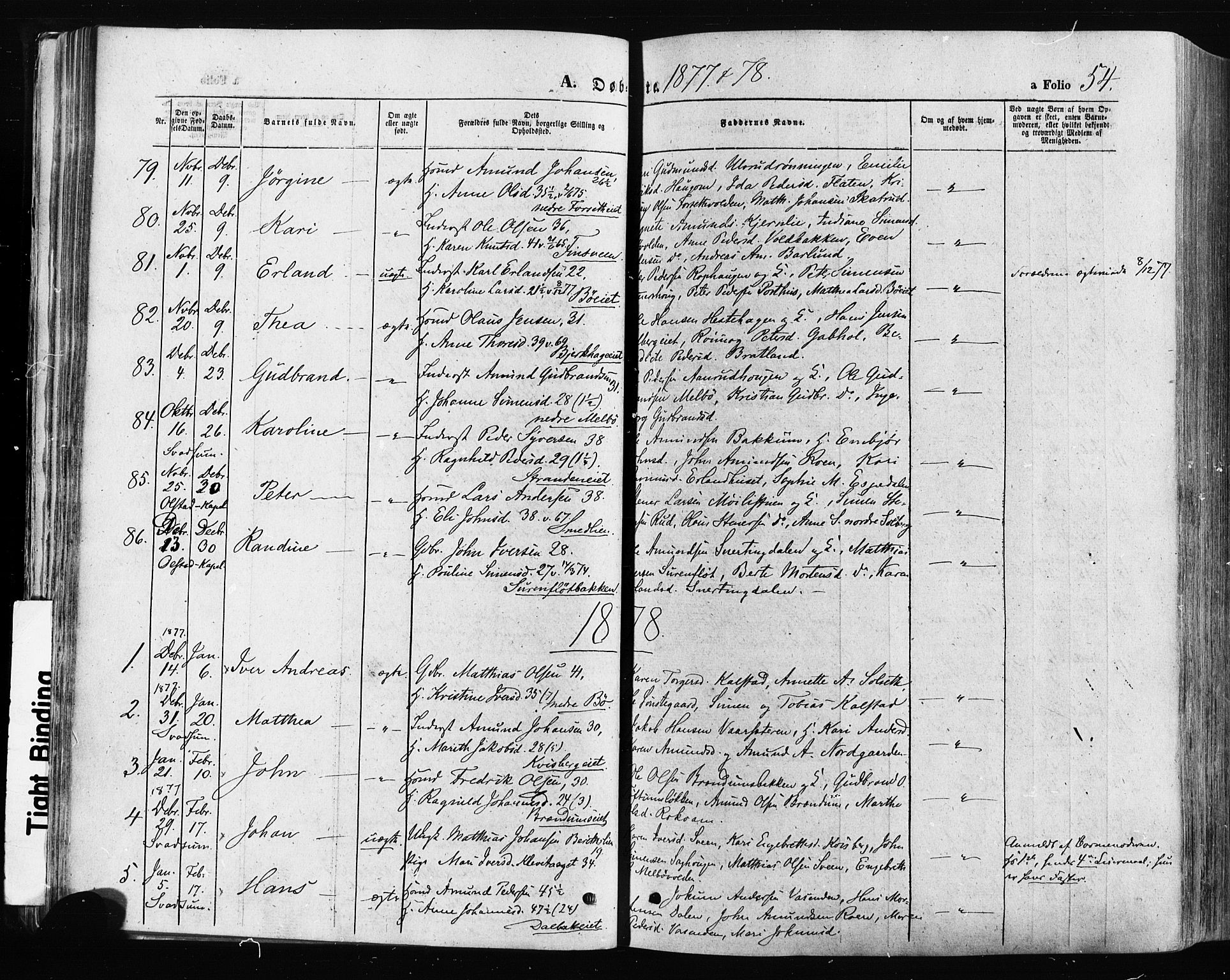 Gausdal prestekontor, SAH/PREST-090/H/Ha/Haa/L0010: Parish register (official) no. 10, 1867-1886, p. 54