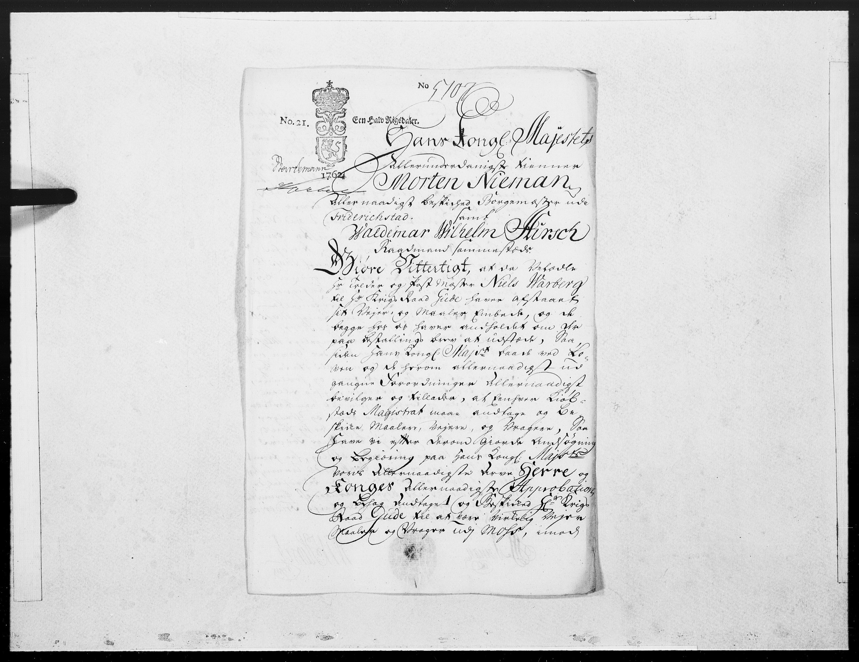 Danske Kanselli 1572-1799, RA/EA-3023/F/Fc/Fcc/Fcca/L0184: Norske innlegg 1572-1799, 1762, p. 518