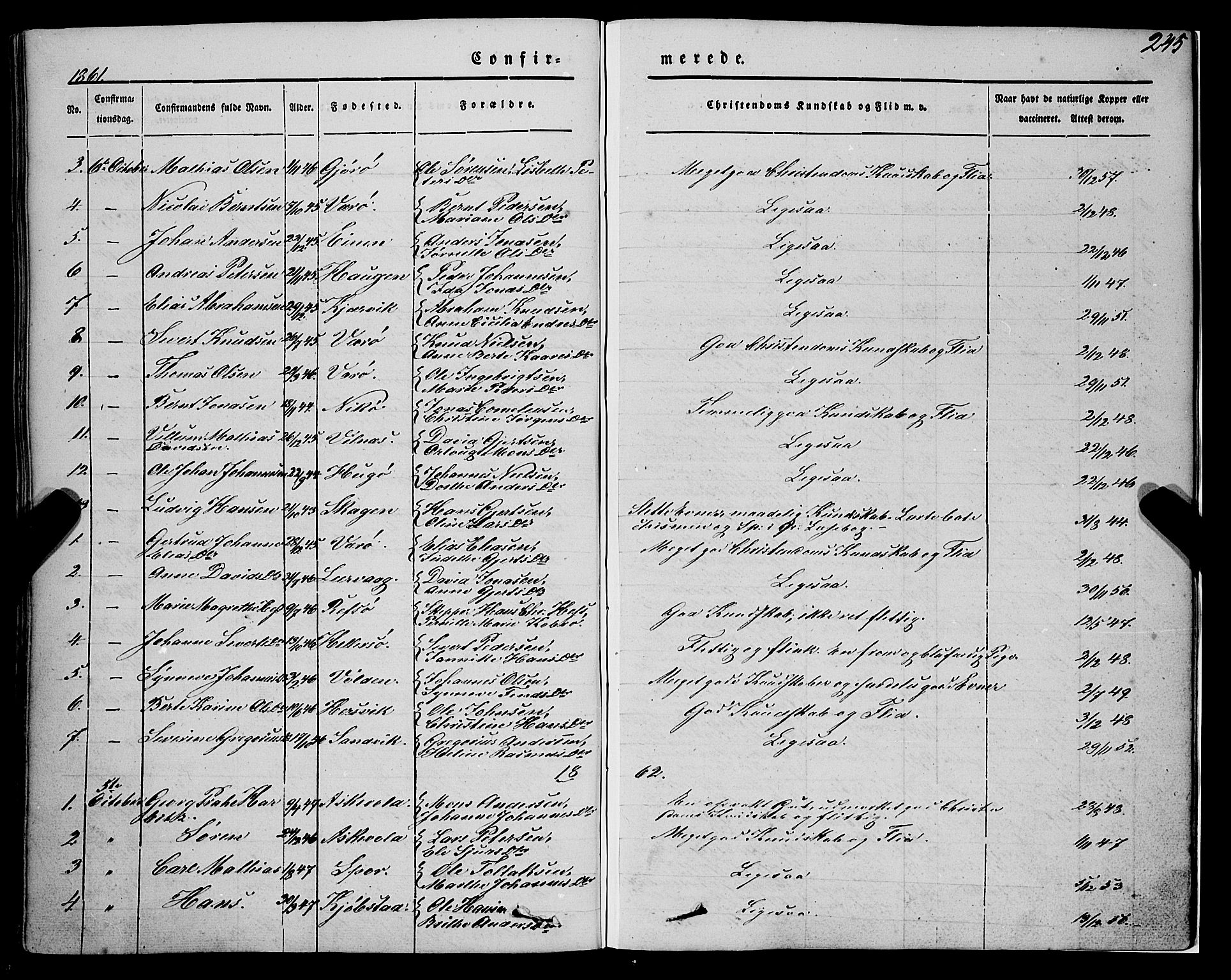 Askvoll sokneprestembete, AV/SAB-A-79501/H/Haa/Haaa/L0011/0001: Parish register (official) no. A 11 I, 1845-1864, p. 245