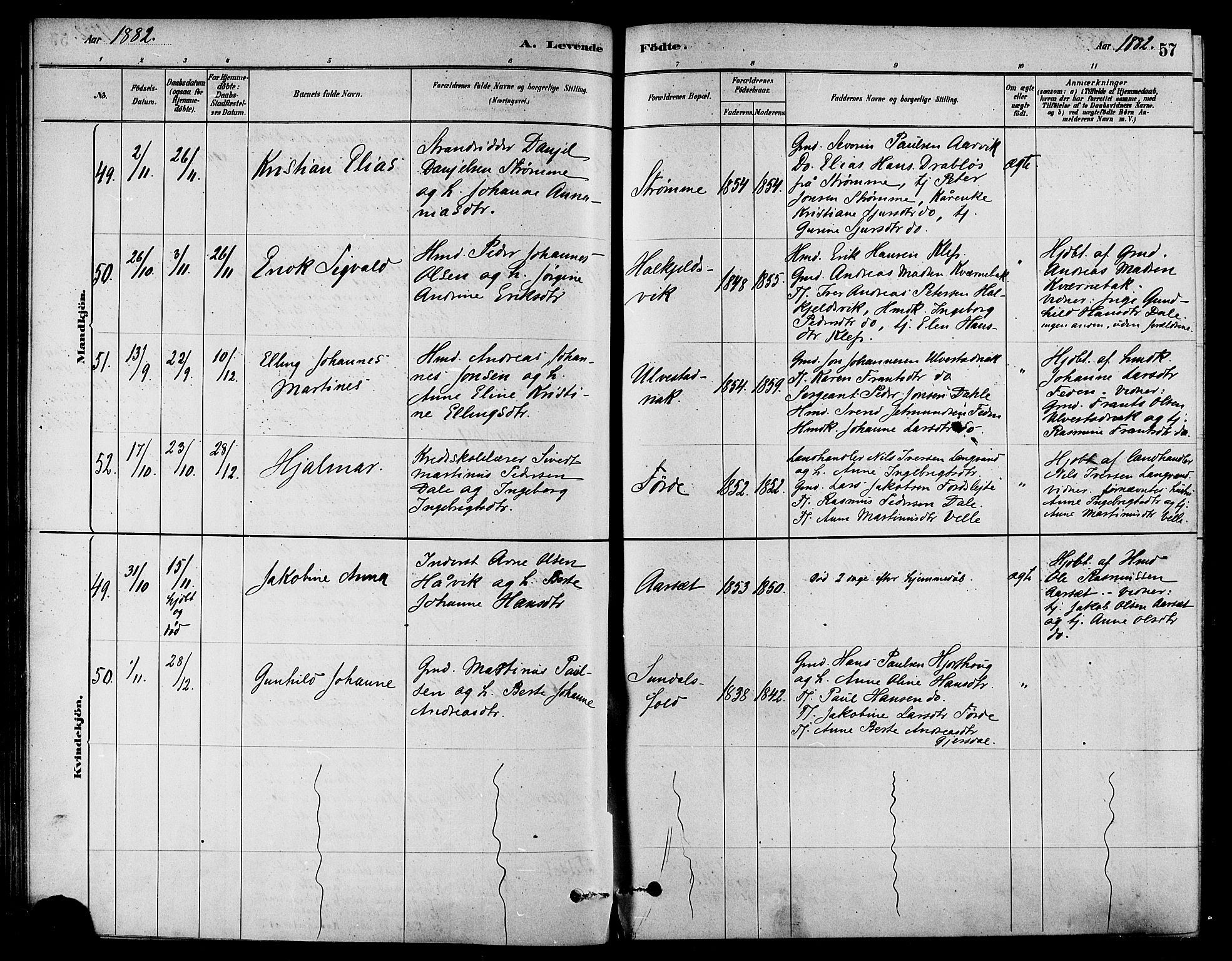 Ministerialprotokoller, klokkerbøker og fødselsregistre - Møre og Romsdal, AV/SAT-A-1454/511/L0141: Parish register (official) no. 511A08, 1878-1890, p. 57