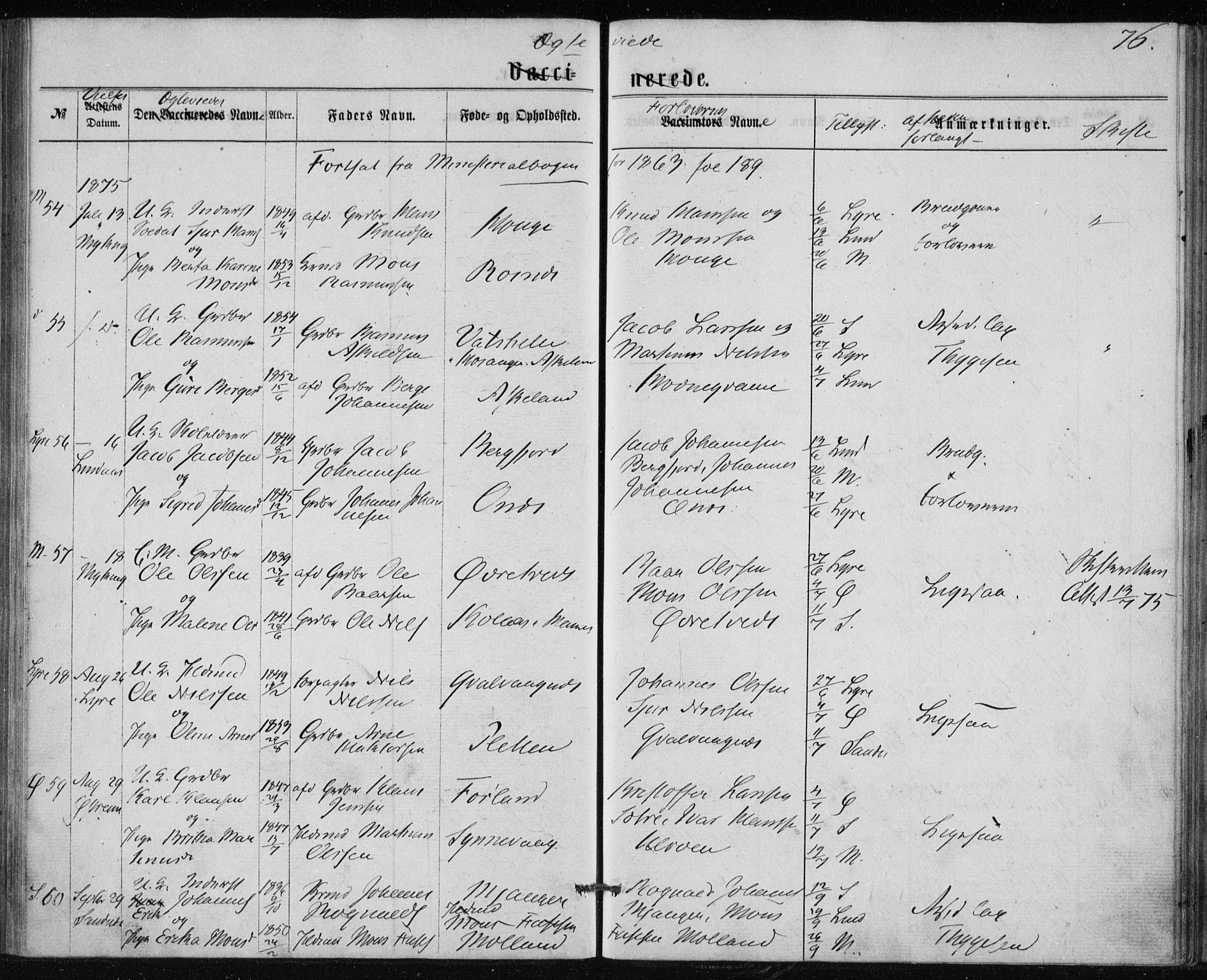 Lindås Sokneprestembete, SAB/A-76701/H/Haa: Parish register (official) no. A 17, 1874-1877, p. 76