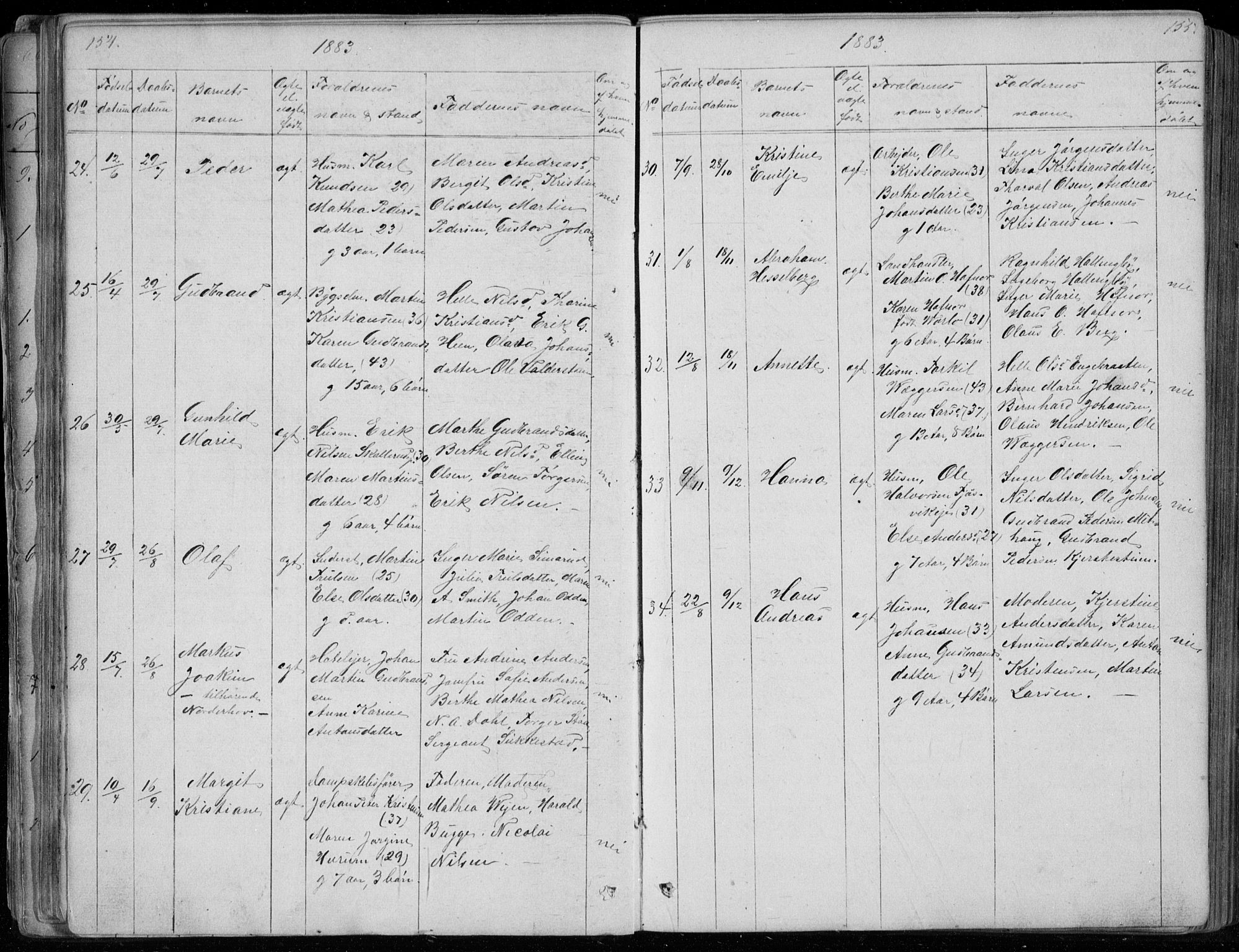 Ådal kirkebøker, SAKO/A-248/G/Gc/L0001: Parish register (copy) no. III 1, 1862-1898, p. 154-155