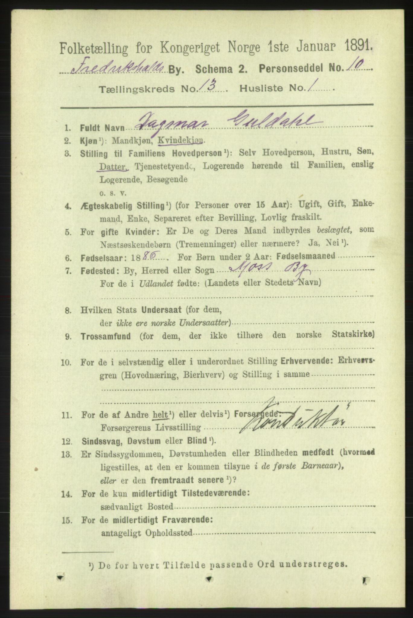 RA, 1891 census for 0101 Fredrikshald, 1891, p. 8795