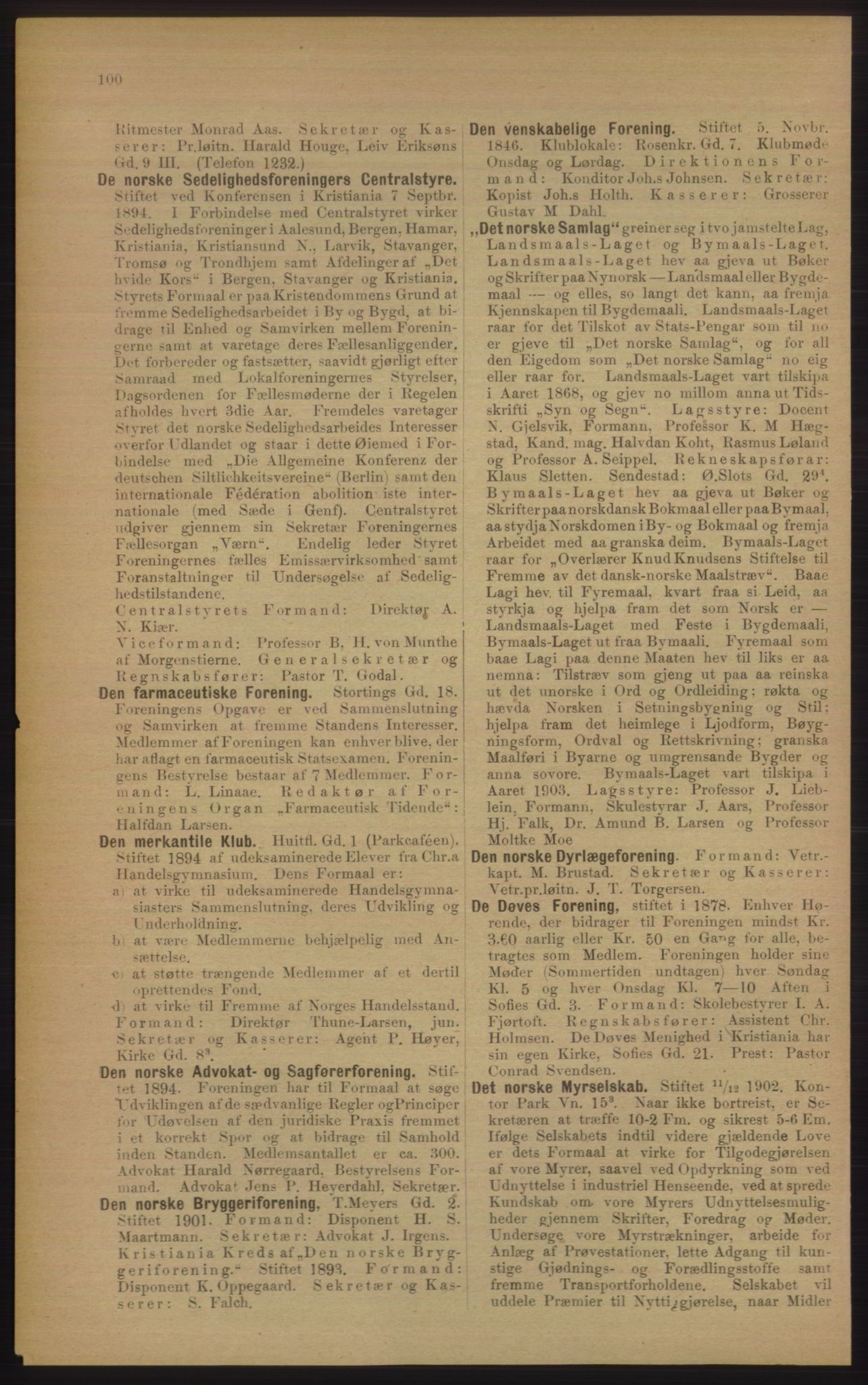 Kristiania/Oslo adressebok, PUBL/-, 1906, p. 100