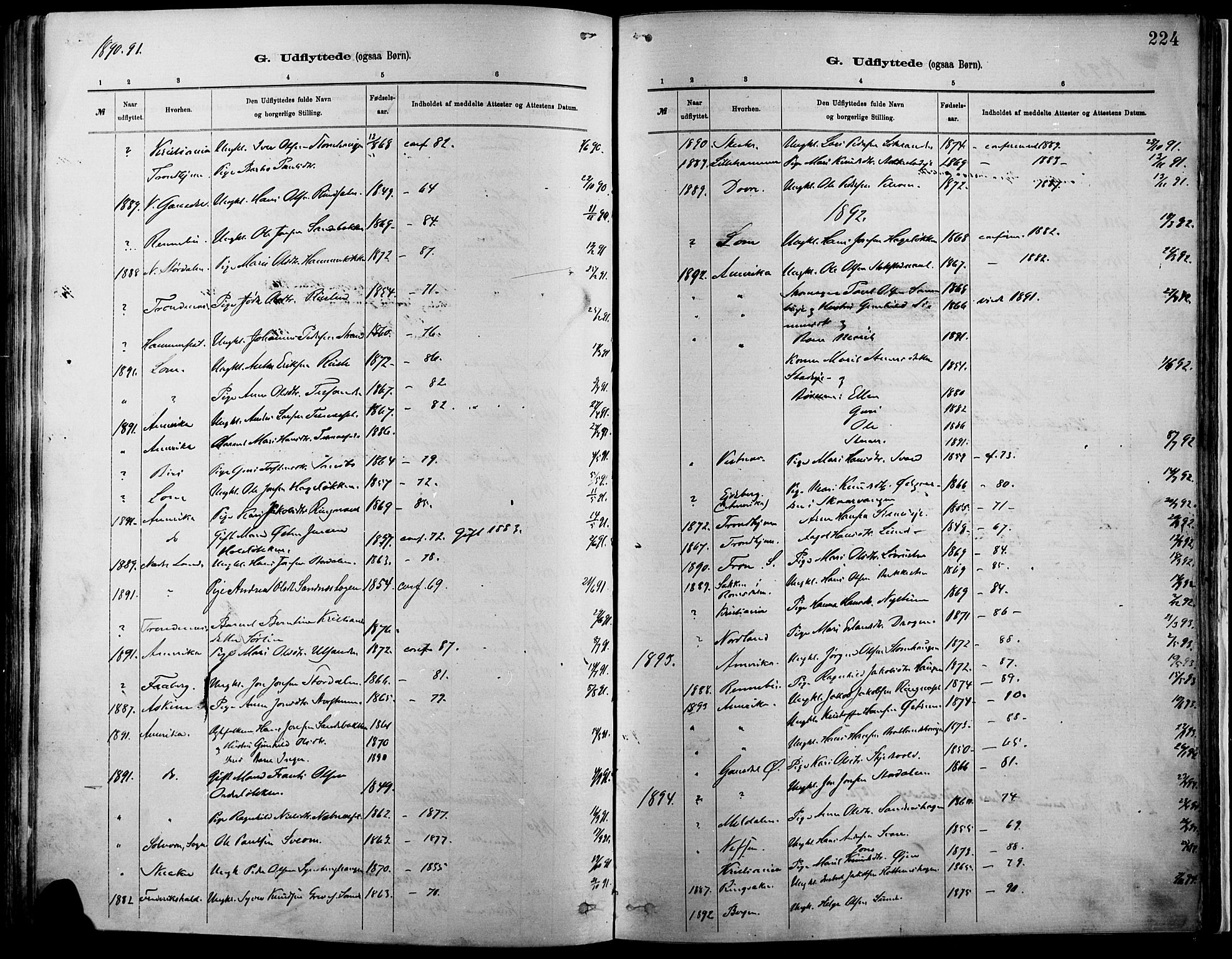 Vågå prestekontor, SAH/PREST-076/H/Ha/Haa/L0009: Parish register (official) no. 9, 1886-1904, p. 224