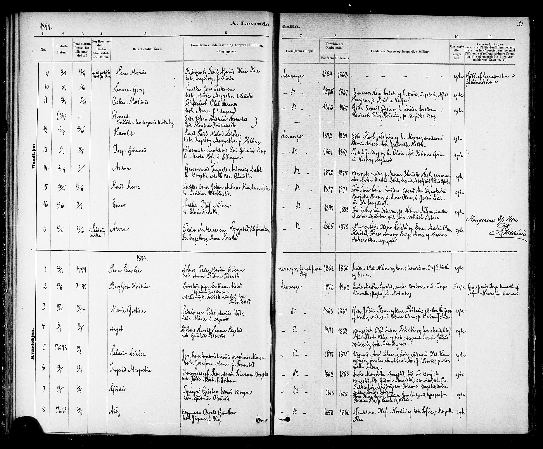 Ministerialprotokoller, klokkerbøker og fødselsregistre - Nord-Trøndelag, AV/SAT-A-1458/720/L0192: Parish register (copy) no. 720C01, 1880-1917, p. 29