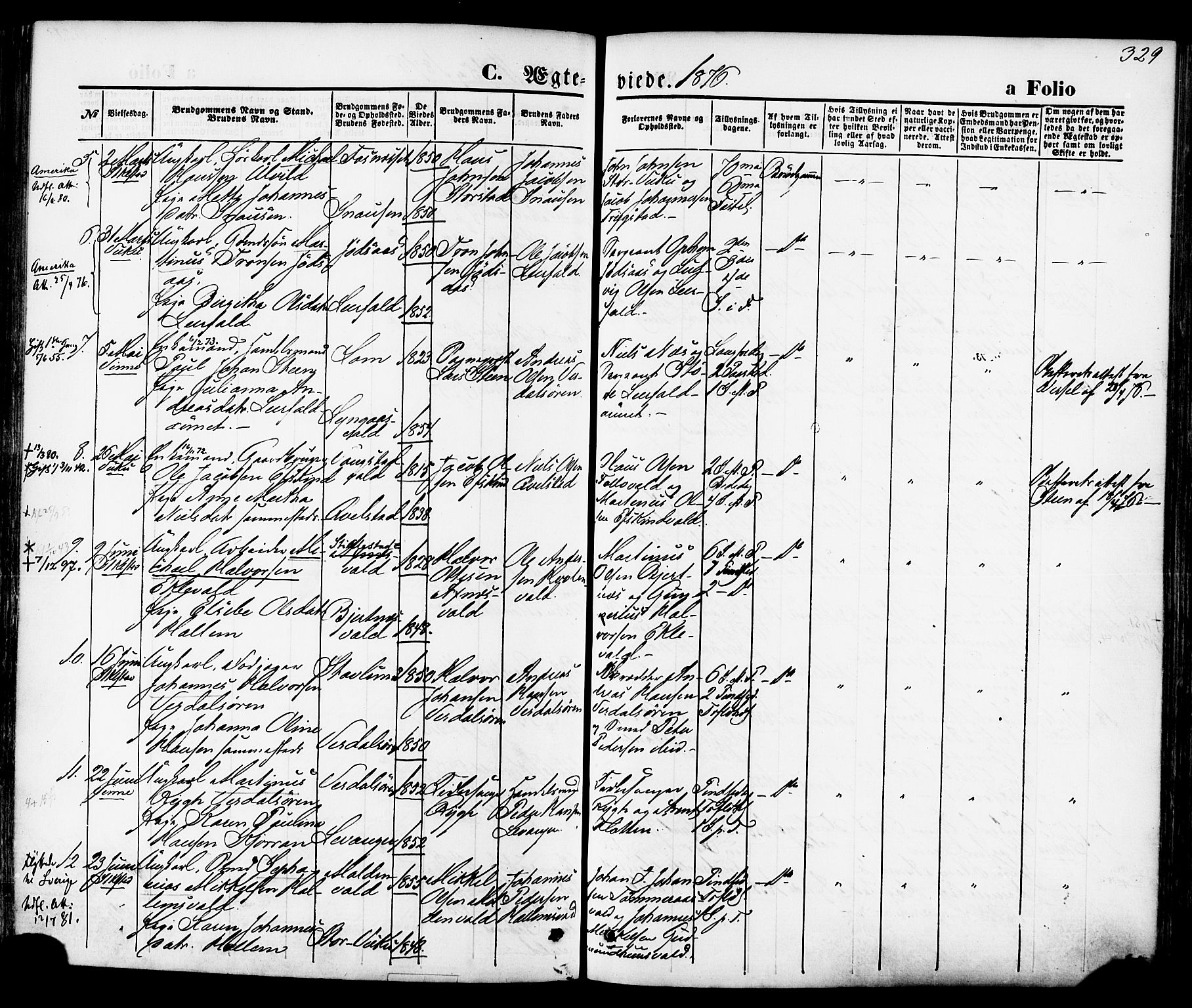 Ministerialprotokoller, klokkerbøker og fødselsregistre - Nord-Trøndelag, AV/SAT-A-1458/723/L0242: Parish register (official) no. 723A11, 1870-1880, p. 329