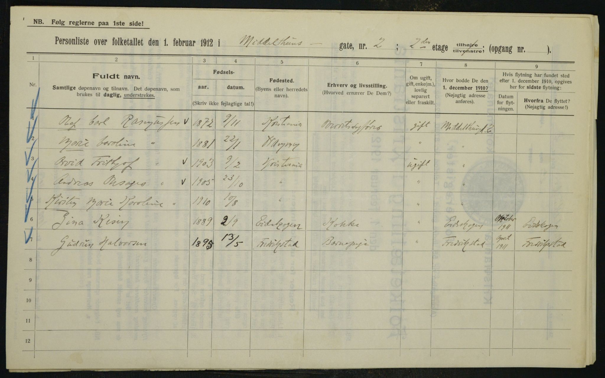 OBA, Municipal Census 1912 for Kristiania, 1912, p. 65820