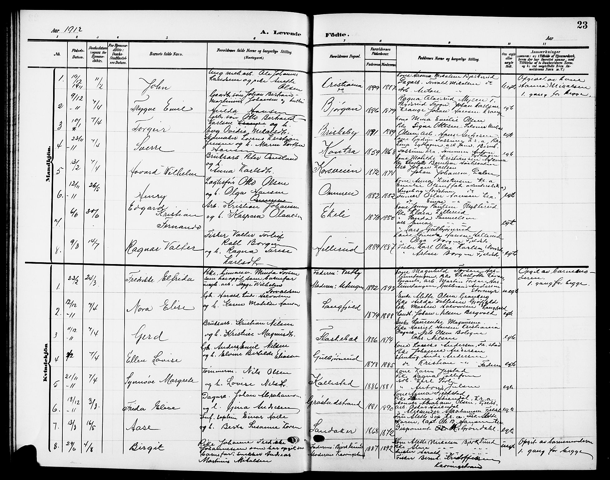 Nesodden prestekontor Kirkebøker, SAO/A-10013/G/Ga/L0002: Parish register (copy) no. I 2, 1905-1924, p. 23