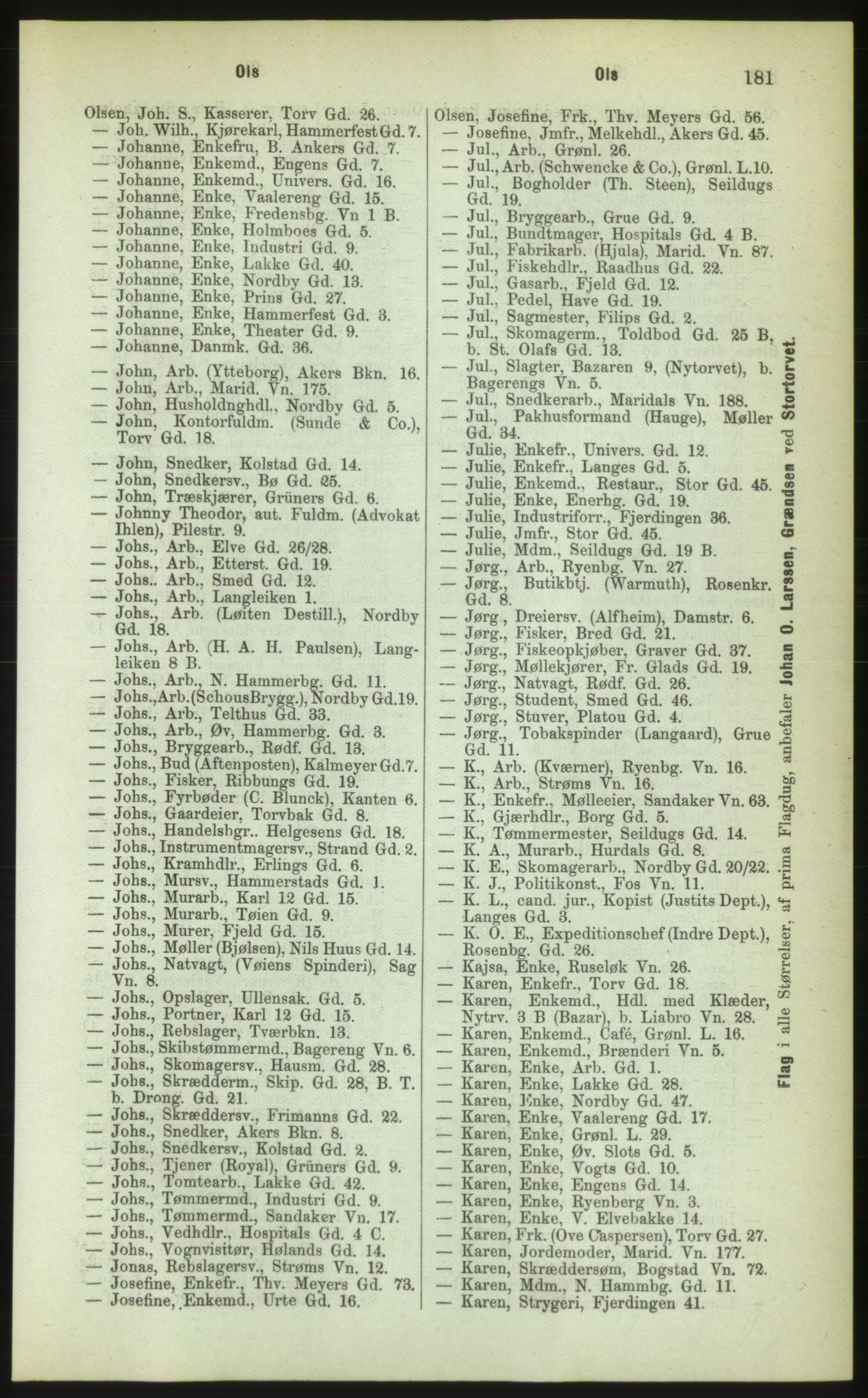 Kristiania/Oslo adressebok, PUBL/-, 1883, p. 181