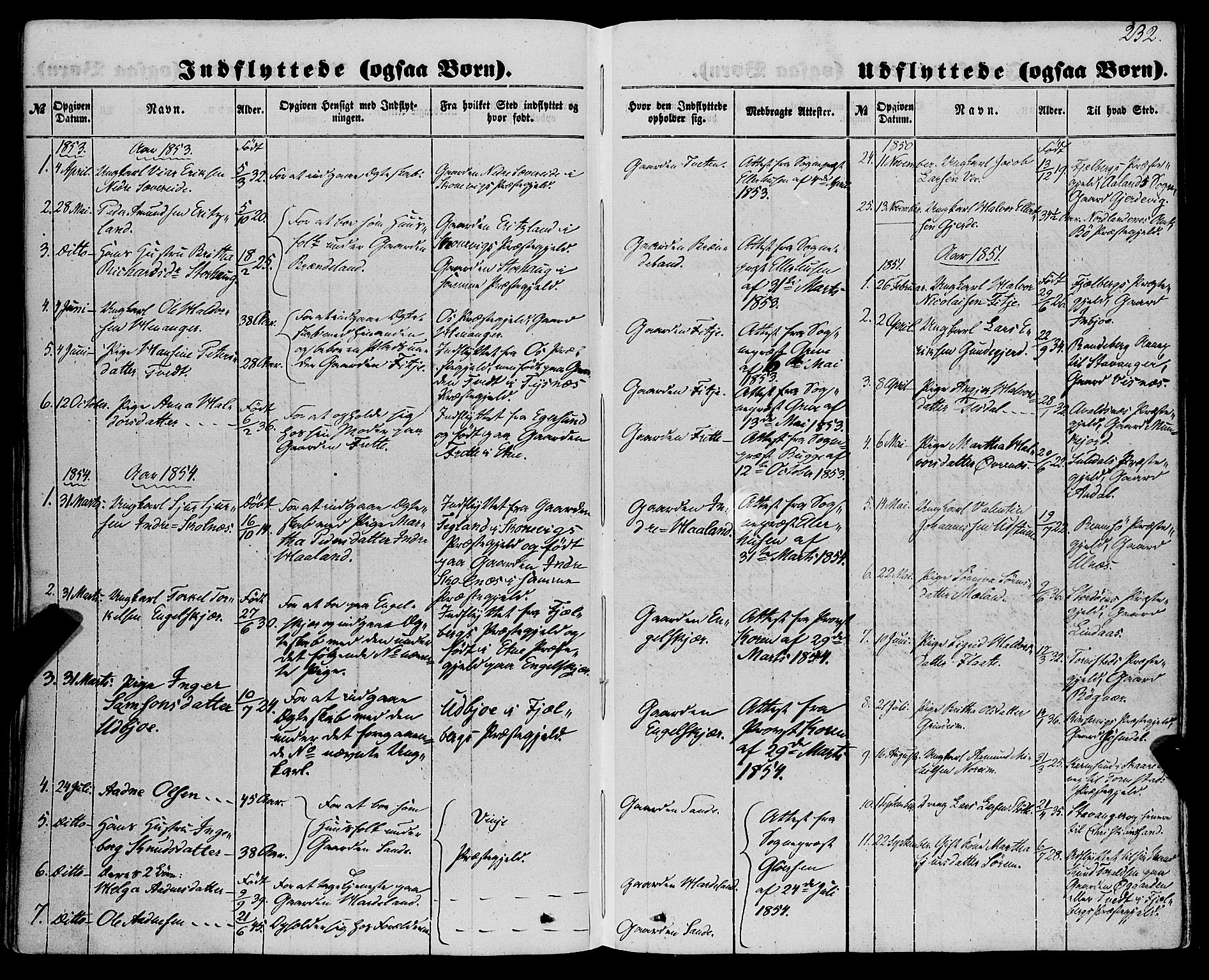 Etne sokneprestembete, AV/SAB-A-75001/H/Haa: Parish register (official) no. A 8, 1848-1862, p. 232