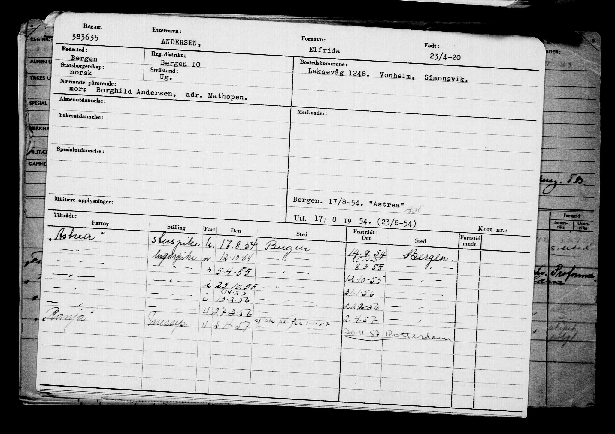 Direktoratet for sjømenn, RA/S-3545/G/Gb/L0180: Hovedkort, 1920, p. 26