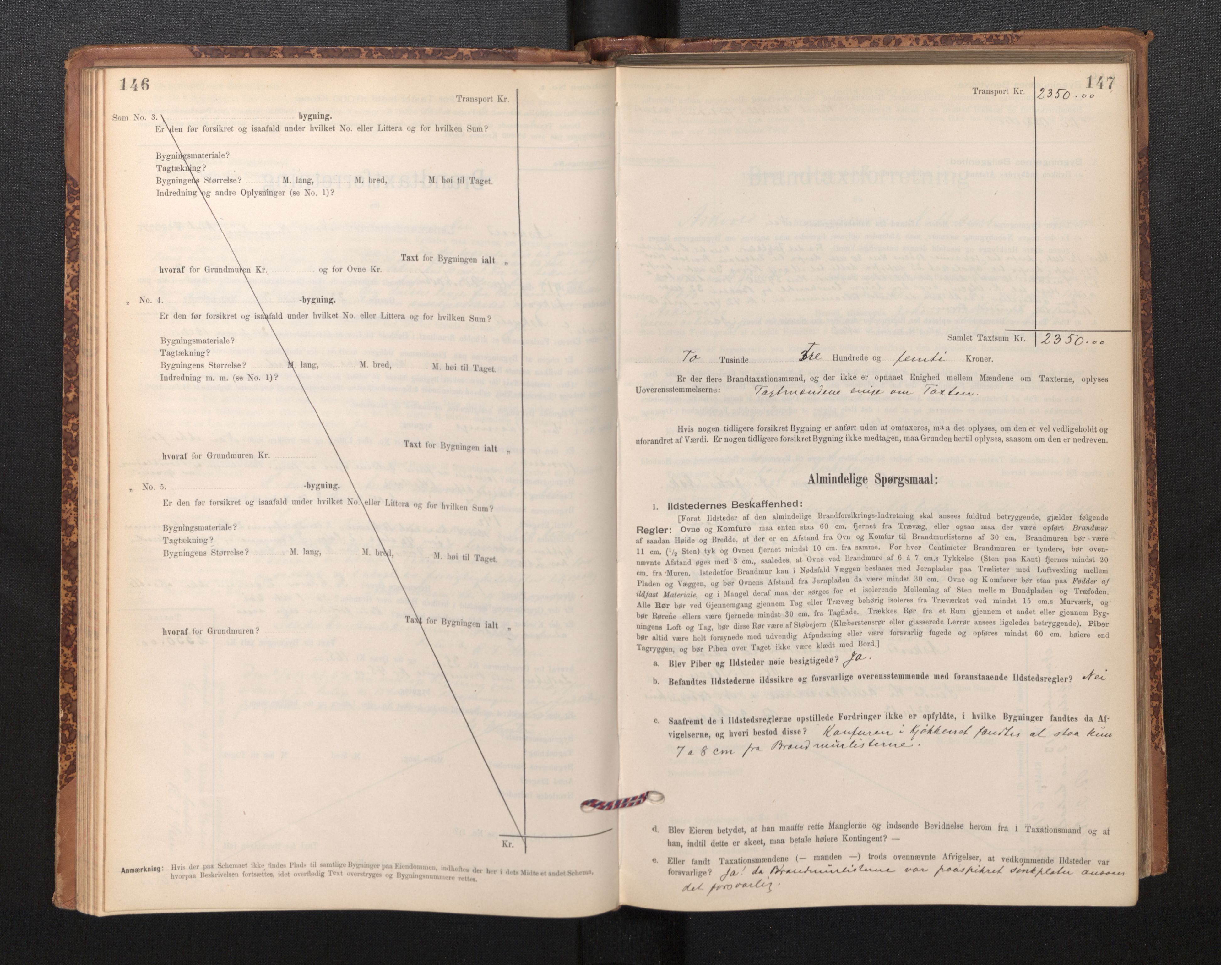 Lensmannen i Askvoll, AV/SAB-A-26301/0012/L0004: Branntakstprotokoll, skjematakst og liste over branntakstmenn, 1895-1932, p. 146-147