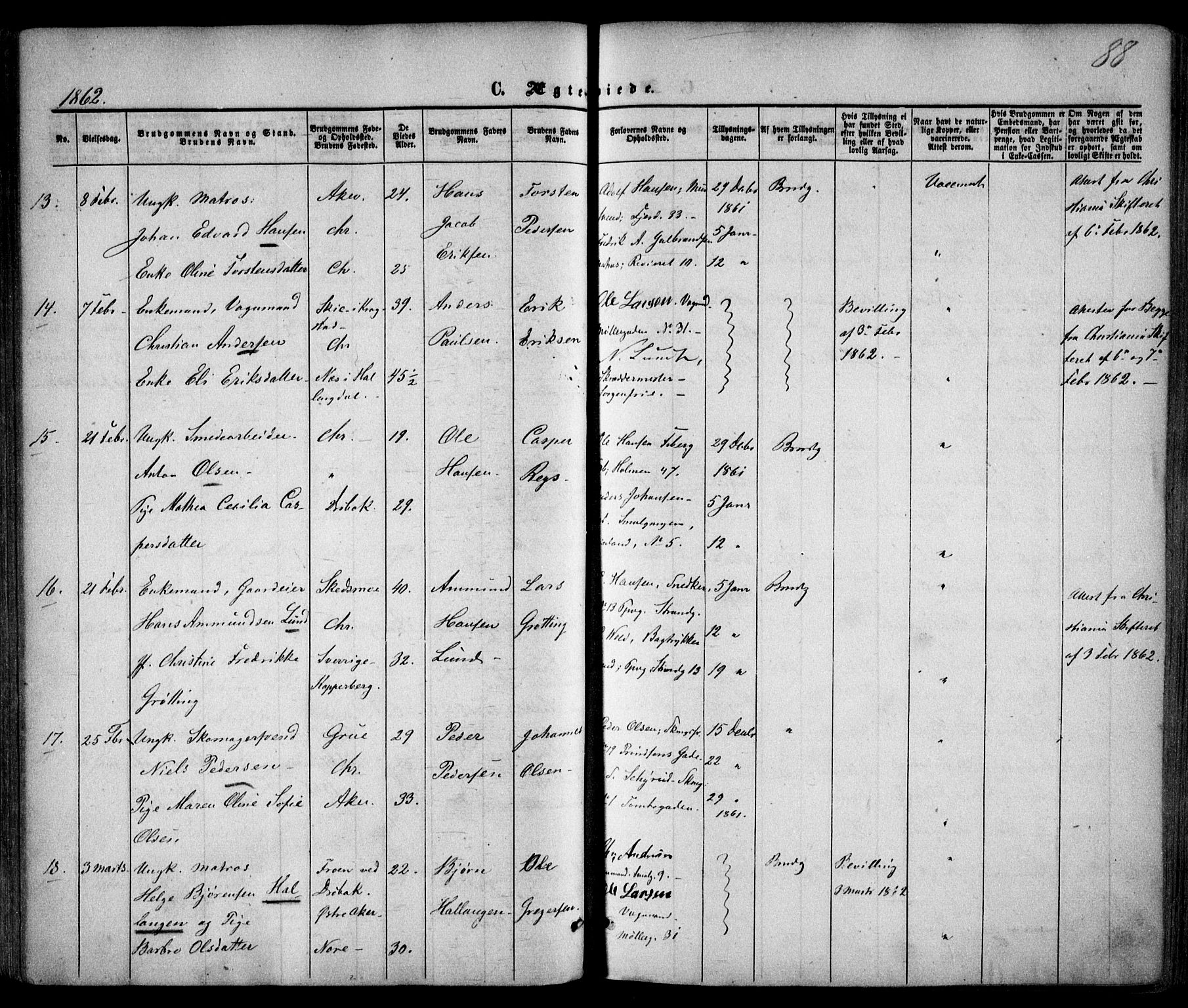 Trefoldighet prestekontor Kirkebøker, AV/SAO-A-10882/F/Fc/L0001: Parish register (official) no. III 1, 1858-1874, p. 88