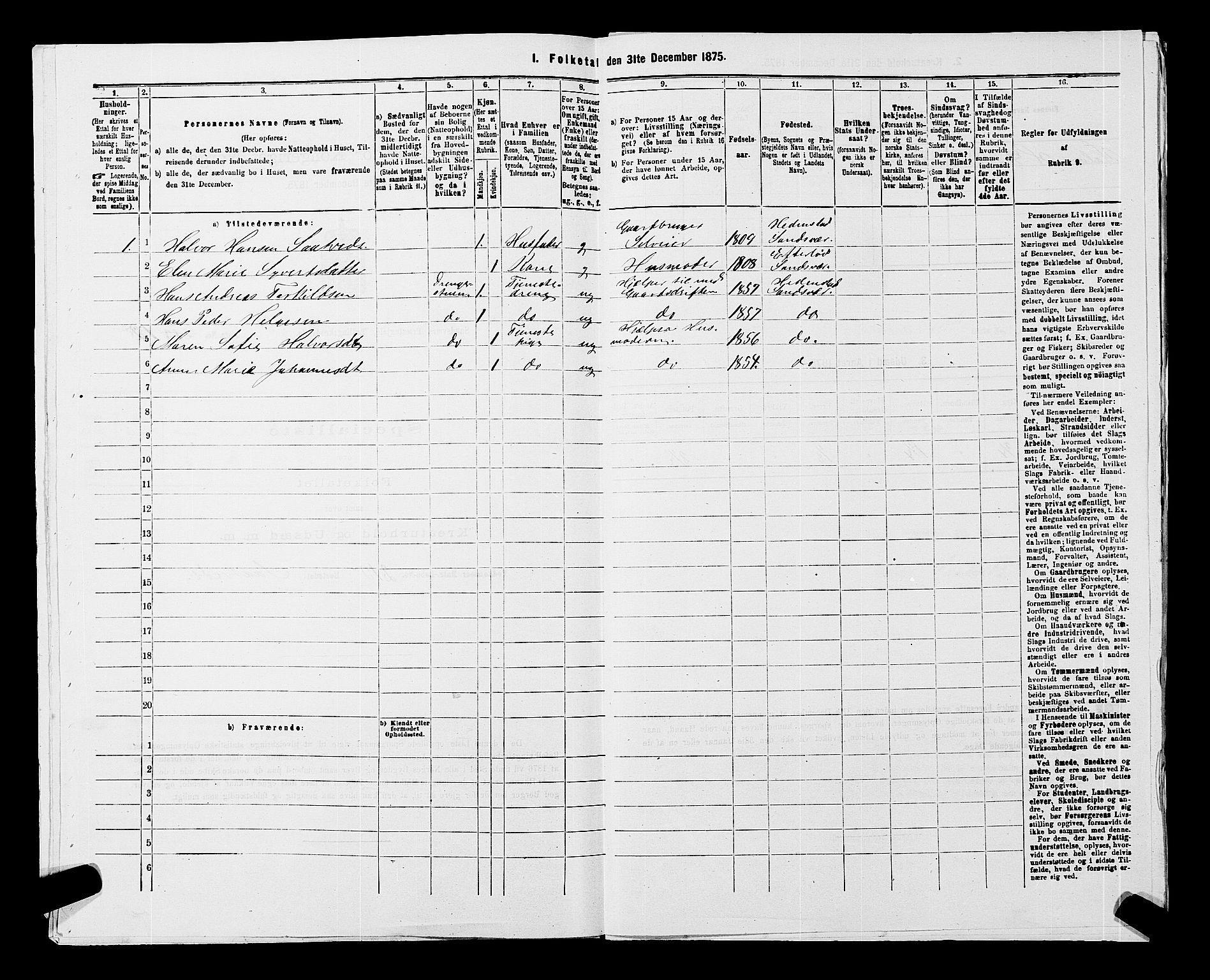 SAKO, 1875 census for 0629P Sandsvær, 1875, p. 1707