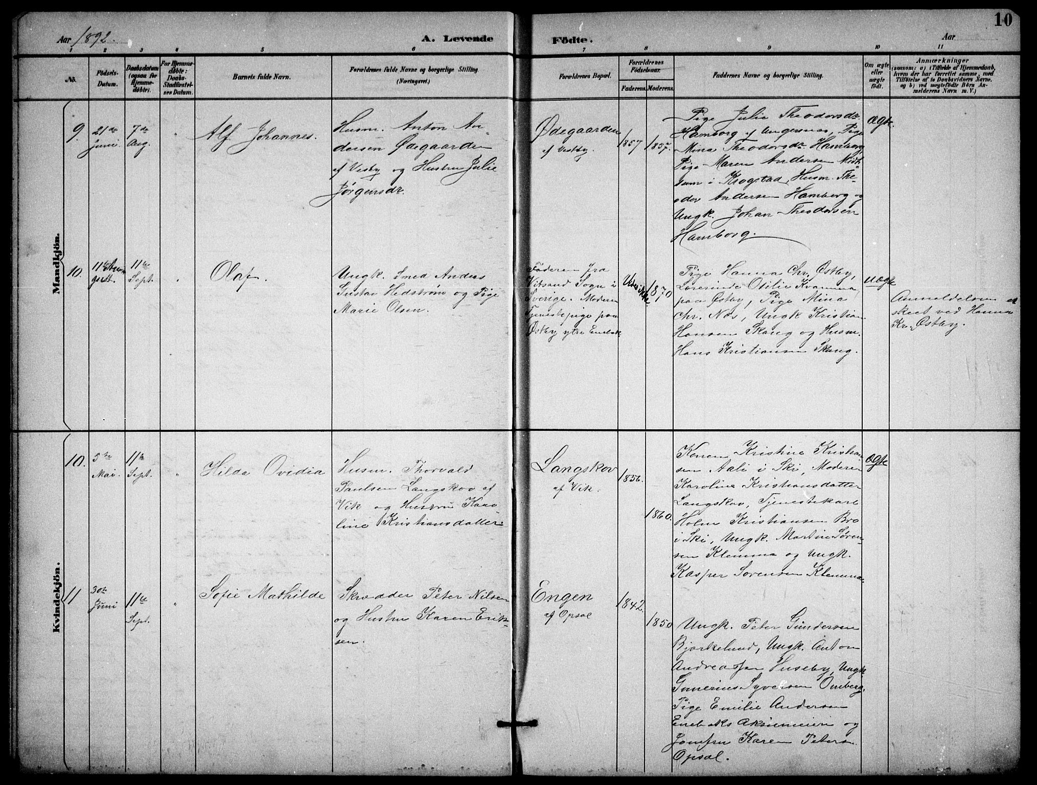 Enebakk prestekontor Kirkebøker, AV/SAO-A-10171c/G/Gb/L0002: Parish register (copy) no. II 2, 1891-1903, p. 10
