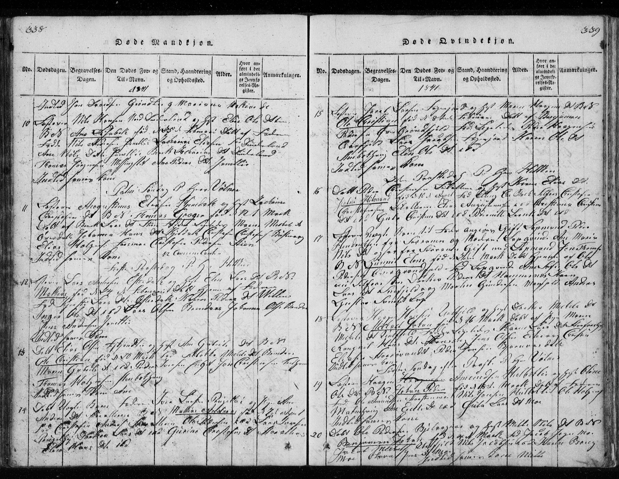 Ministerialprotokoller, klokkerbøker og fødselsregistre - Nordland, AV/SAT-A-1459/827/L0412: Parish register (copy) no. 827C01, 1820-1841, p. 338-339