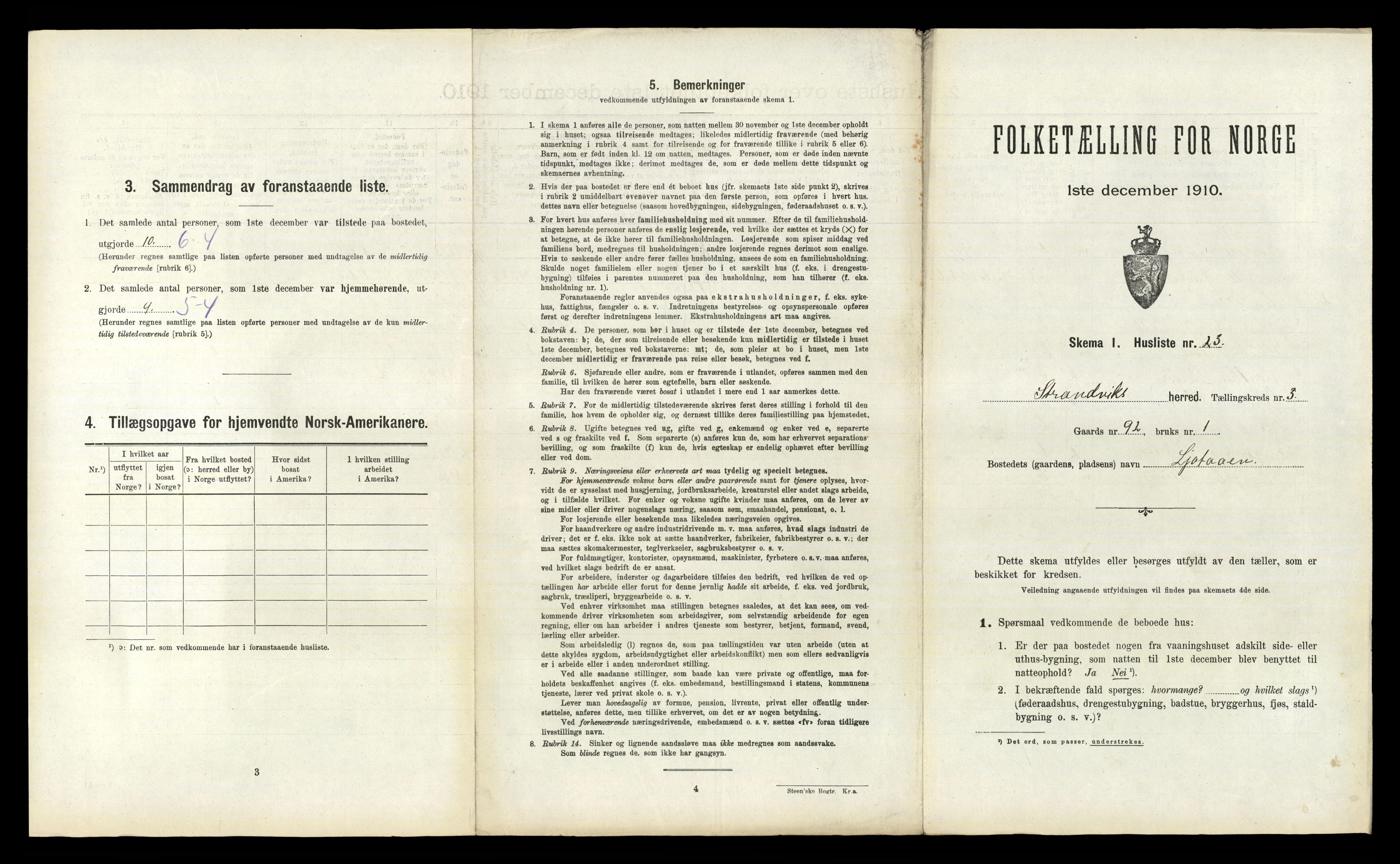 RA, 1910 census for Strandvik, 1910, p. 267