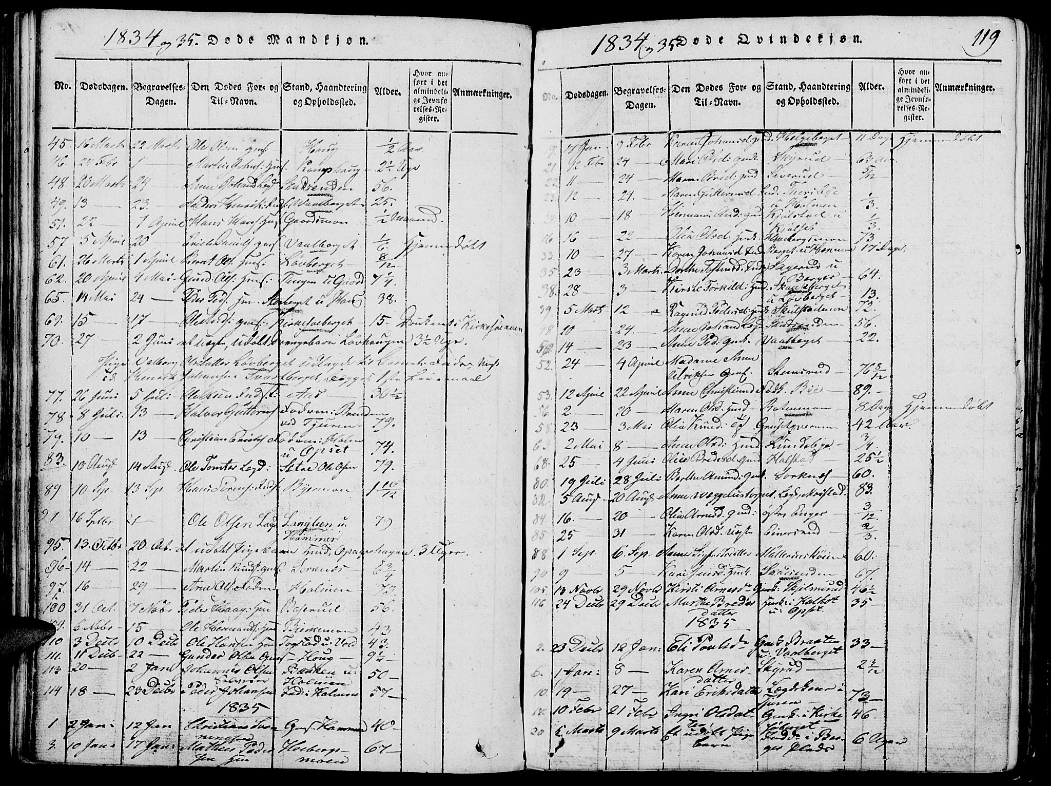 Grue prestekontor, SAH/PREST-036/H/Ha/Hab/L0002: Parish register (copy) no. 2, 1815-1841, p. 119