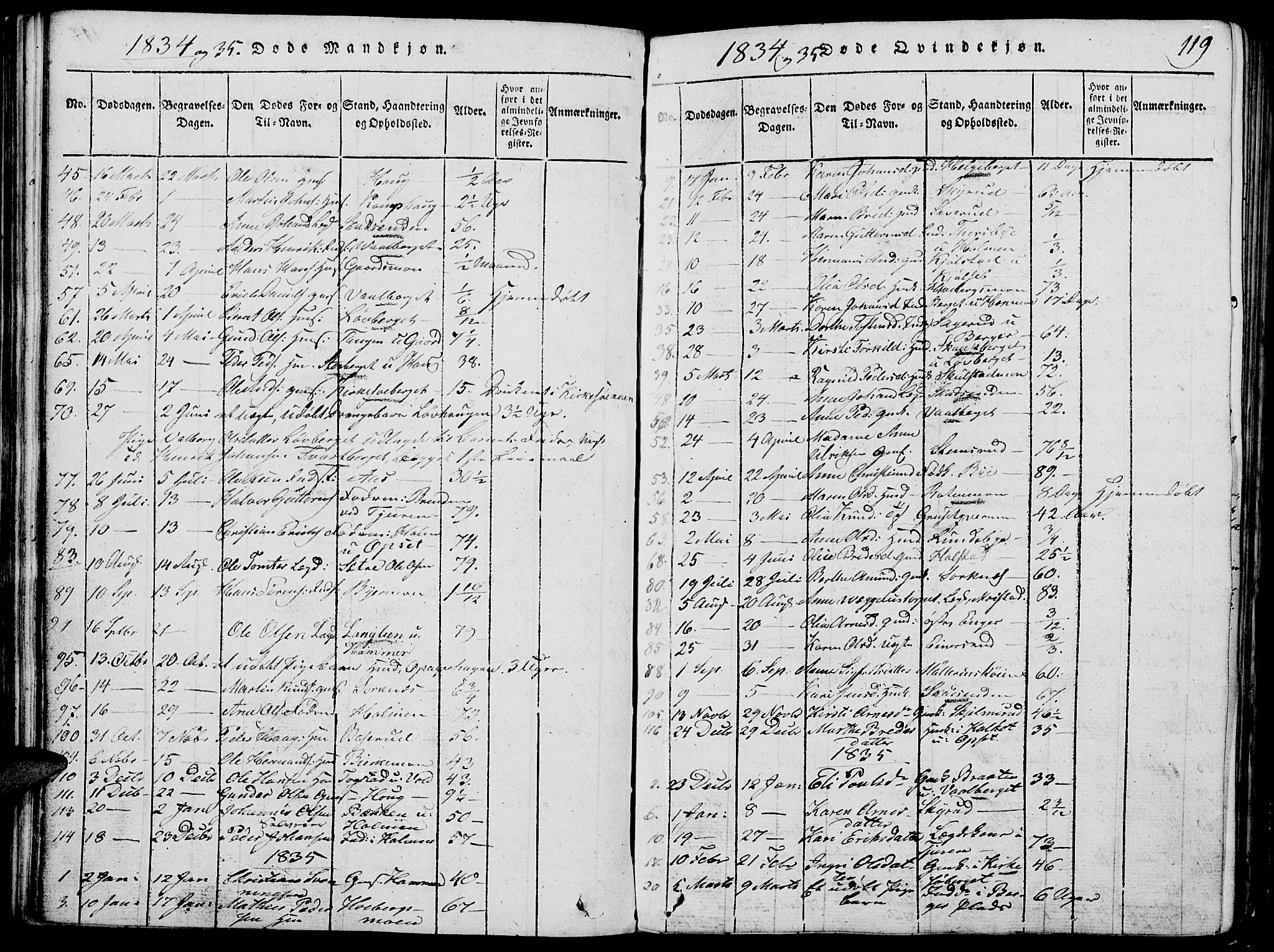 Grue prestekontor, AV/SAH-PREST-036/H/Ha/Hab/L0002: Parish register (copy) no. 2, 1815-1841, p. 119